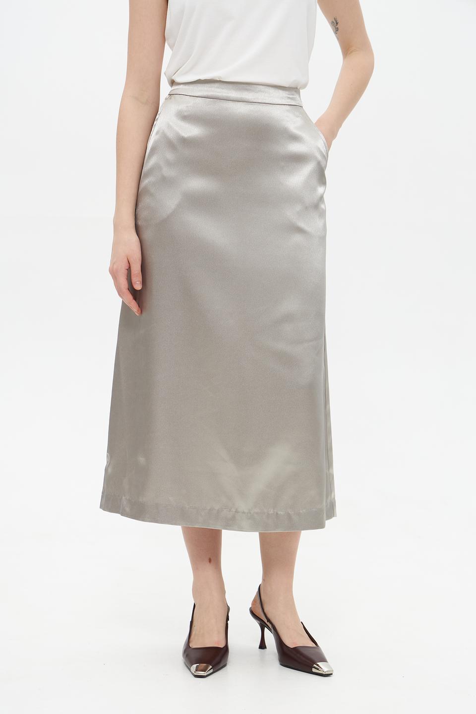 Юбка Lecomte атласная серая