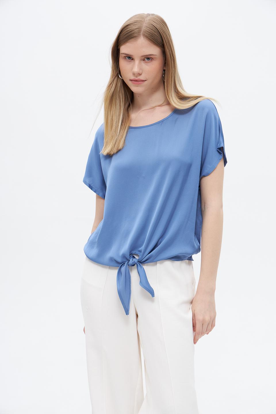 Блуза Oui с завязкой голубая