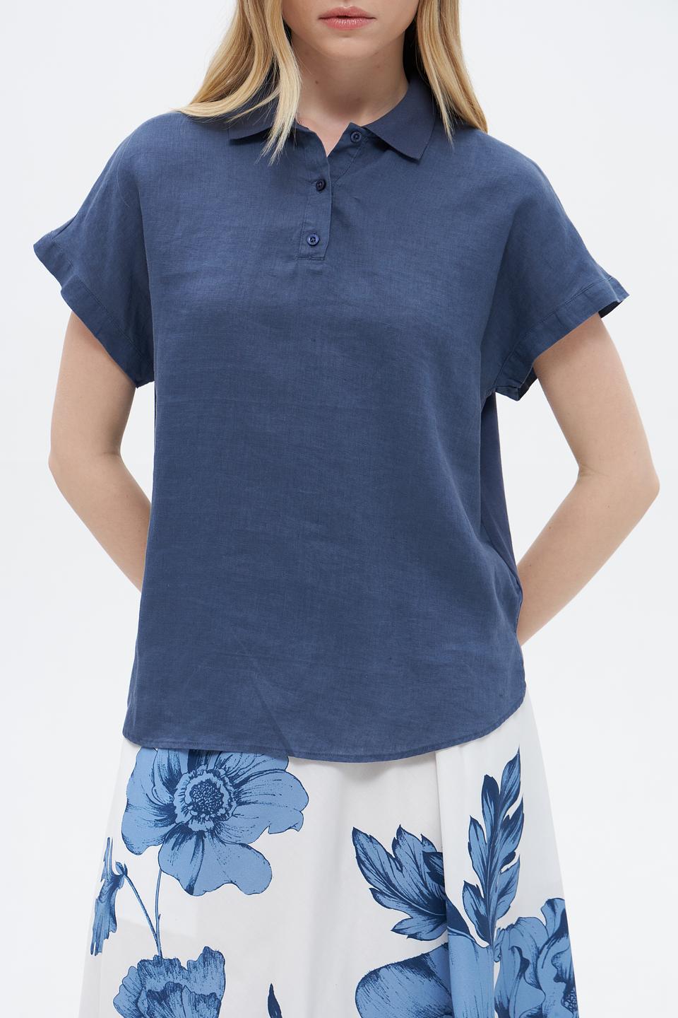 Блуза Oui из льна, синяя