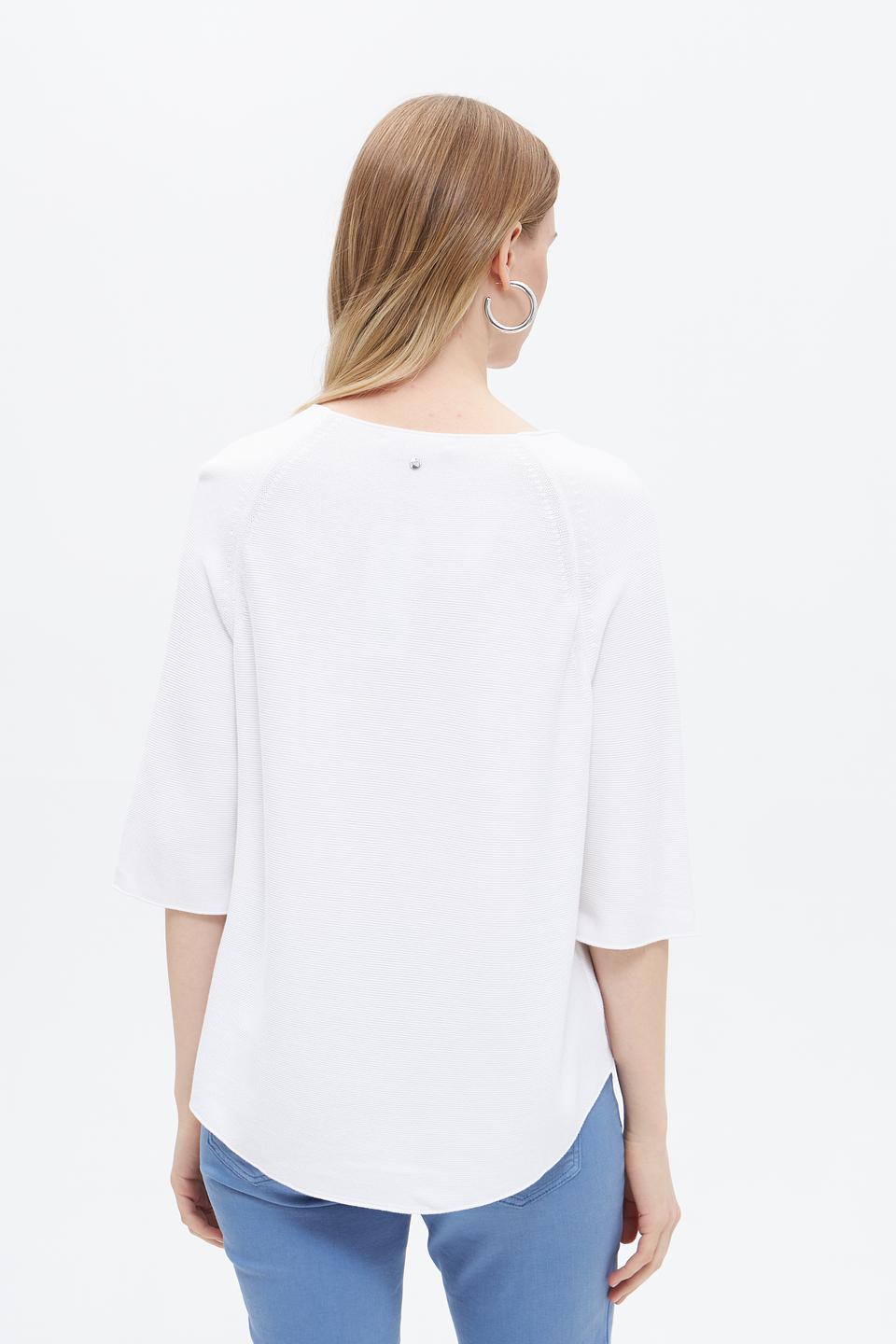 Пуловер Oui женский белый с 3/4 рукавом