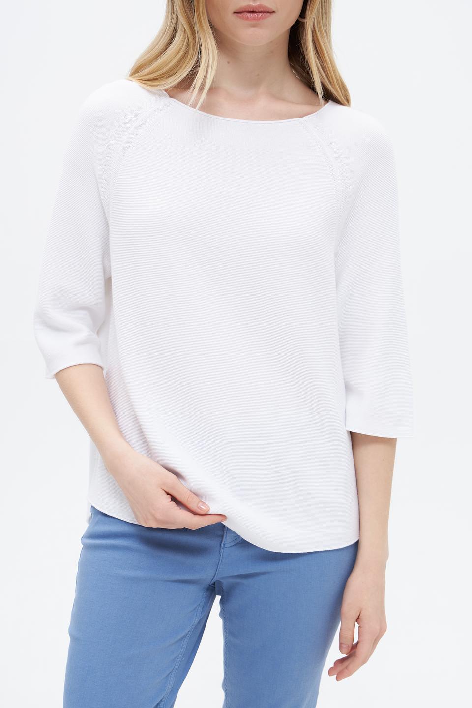 Пуловер Oui женский белый с 3/4 рукавом