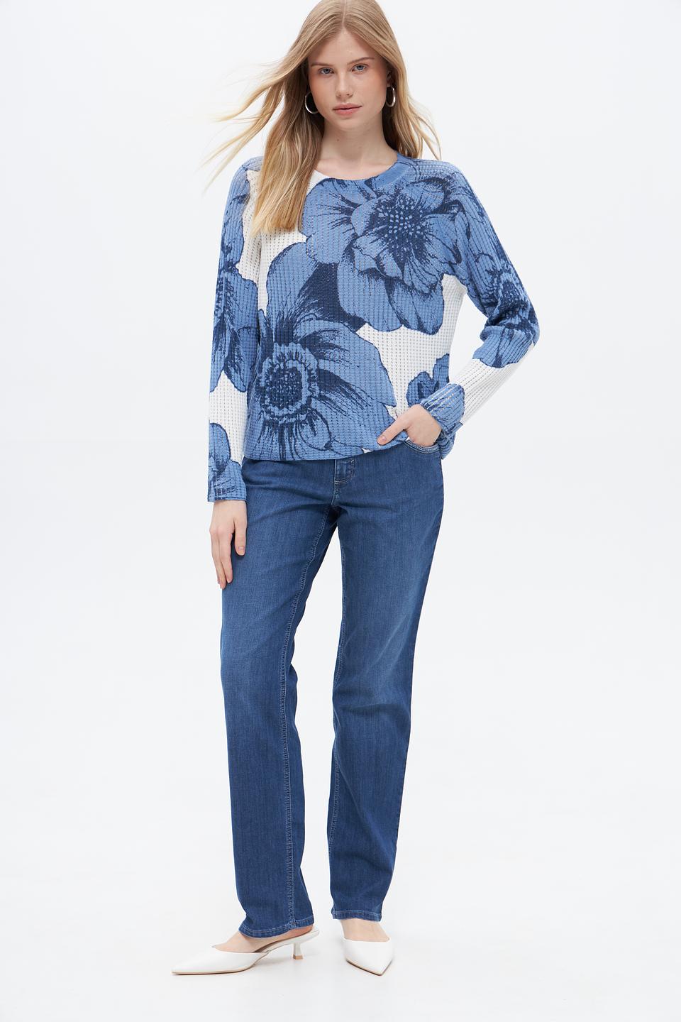 Пуловер Oui с цветочным принтом