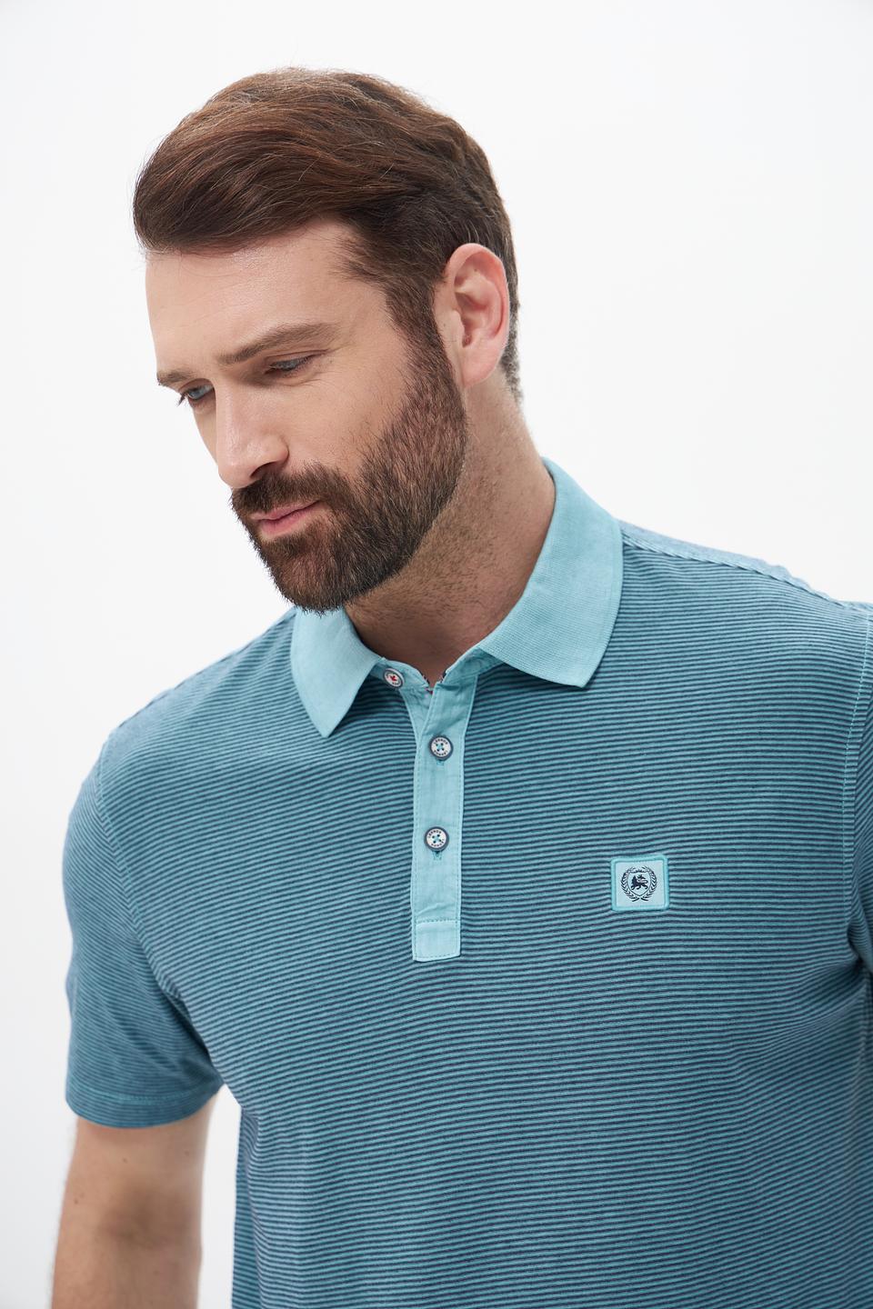 Поло Lerros в полоску бирюзовый
