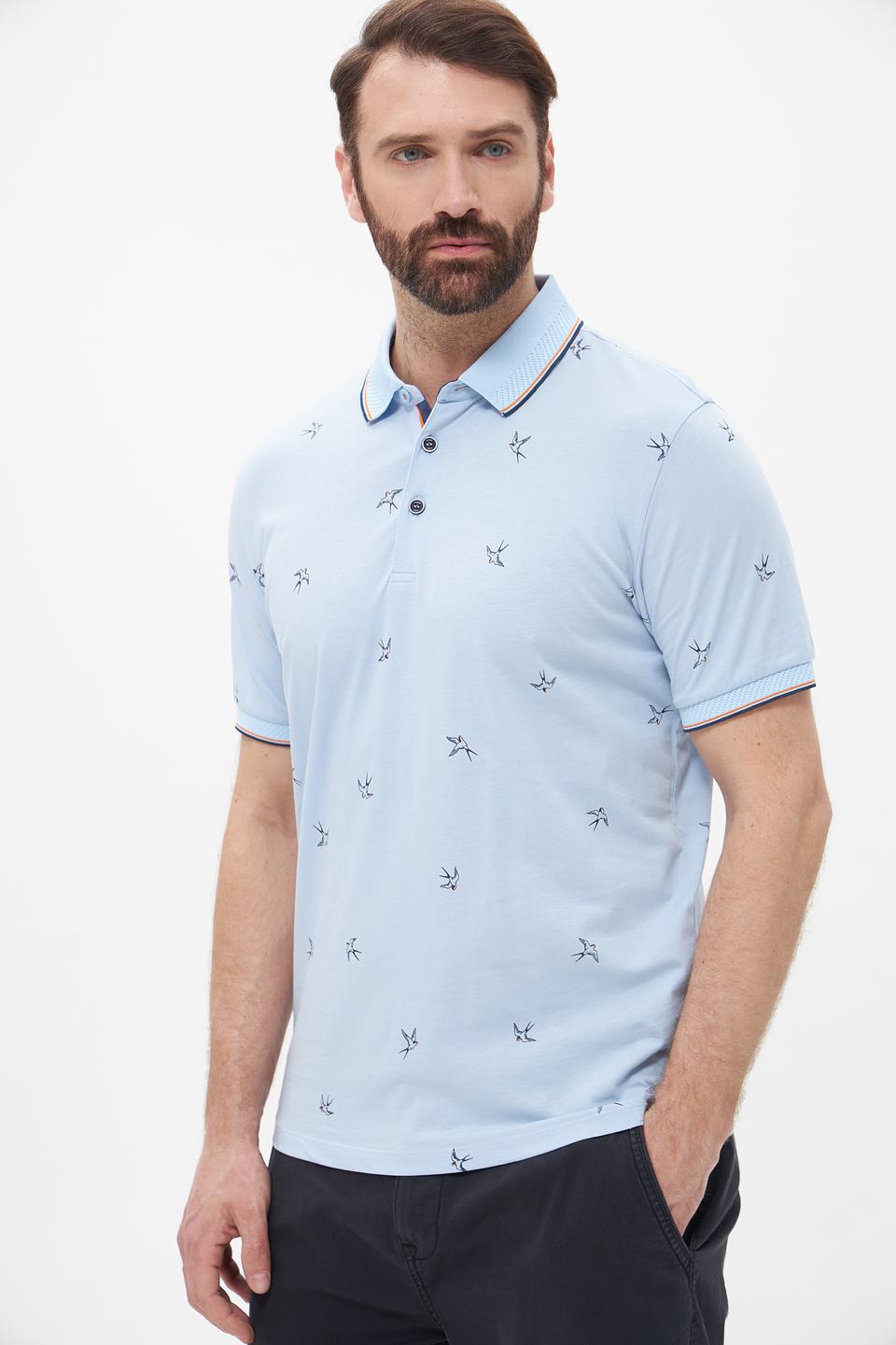 Поло Monte Carlo с принтом голубое