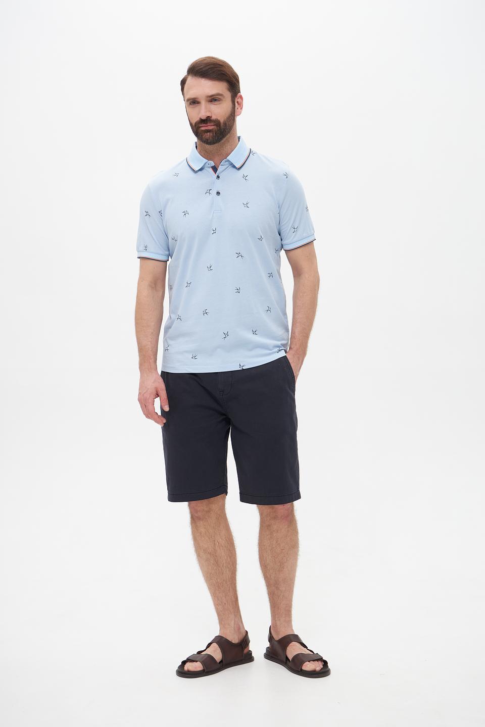 Поло Monte Carlo с принтом голубое