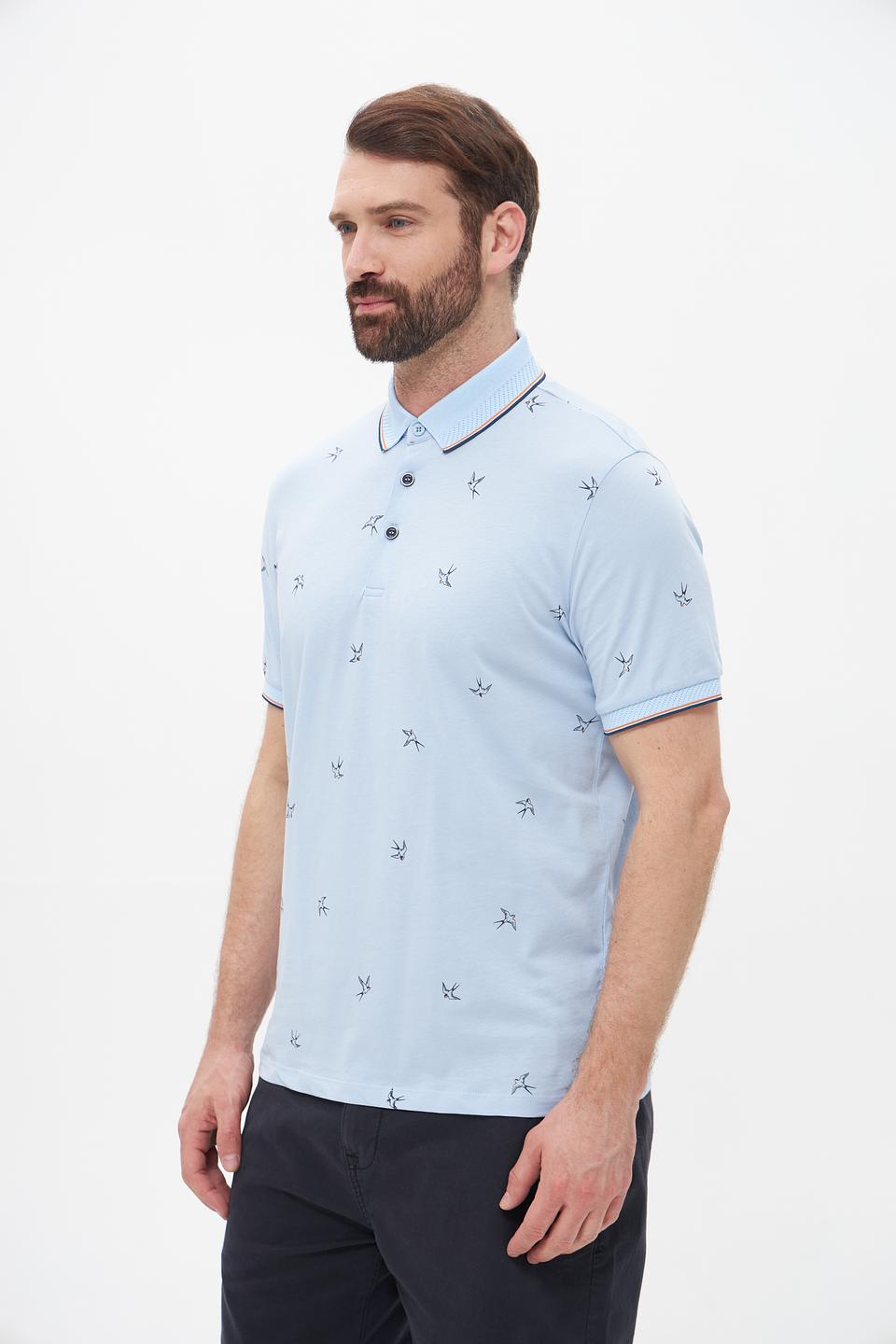 Поло Monte Carlo с принтом голубое