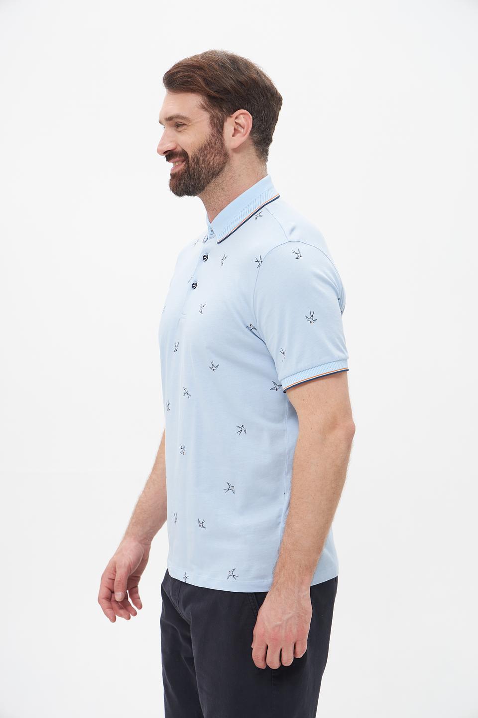 Поло Monte Carlo с принтом голубое