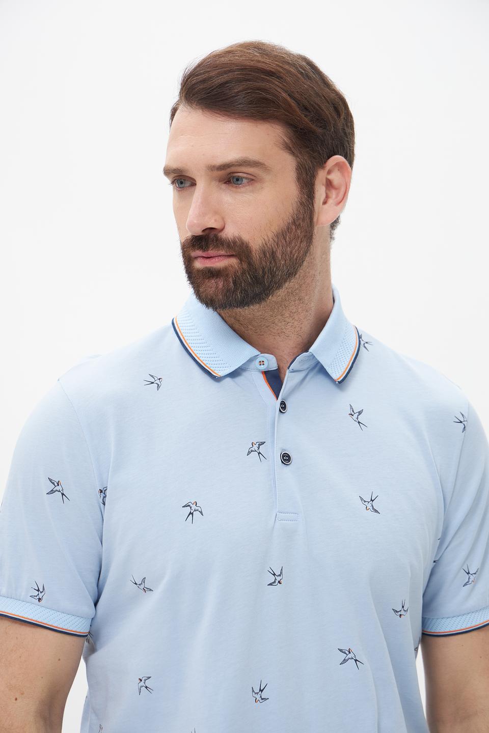 Поло Monte Carlo с принтом голубое