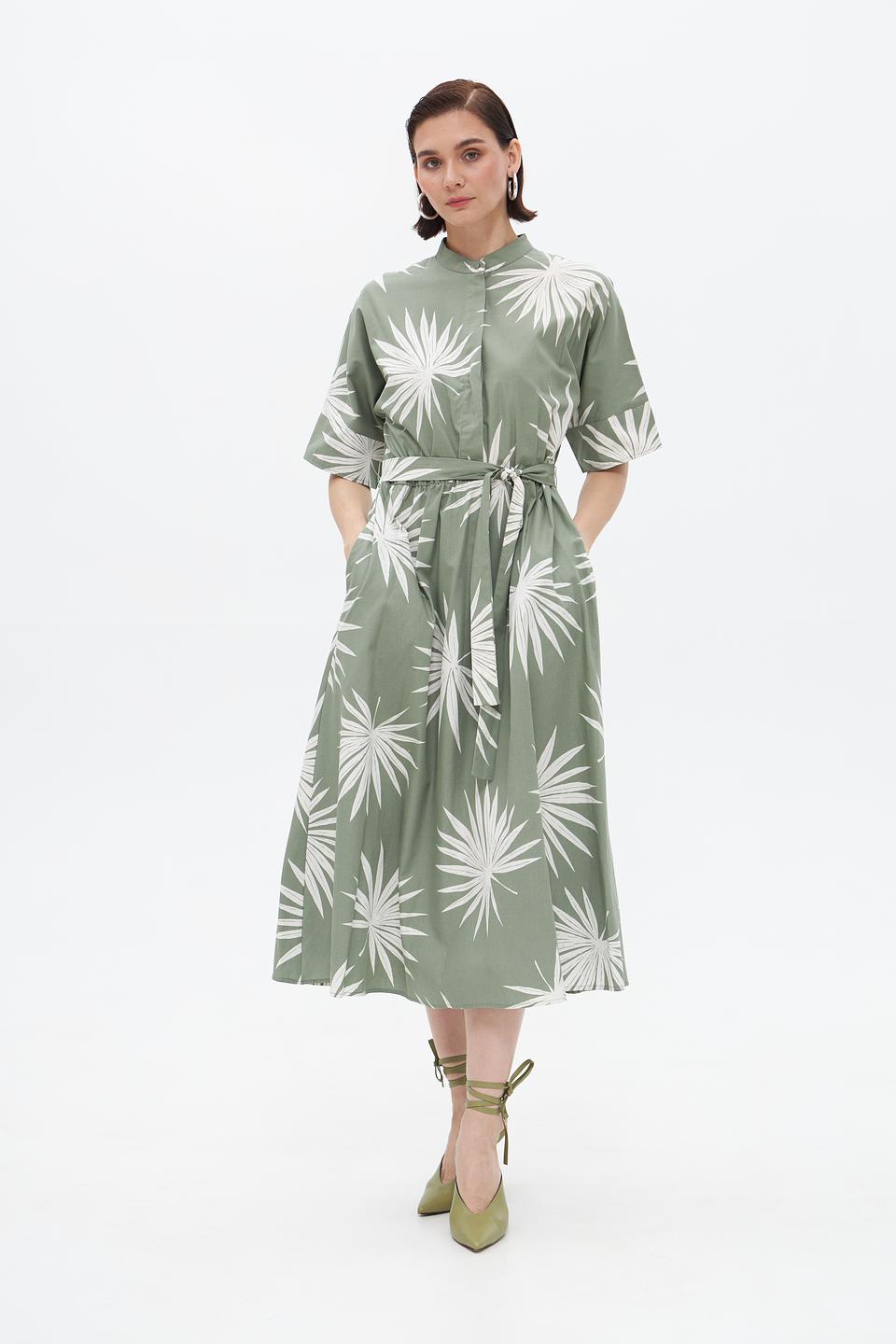 Платье Oui с принтом пальмовых листьев
