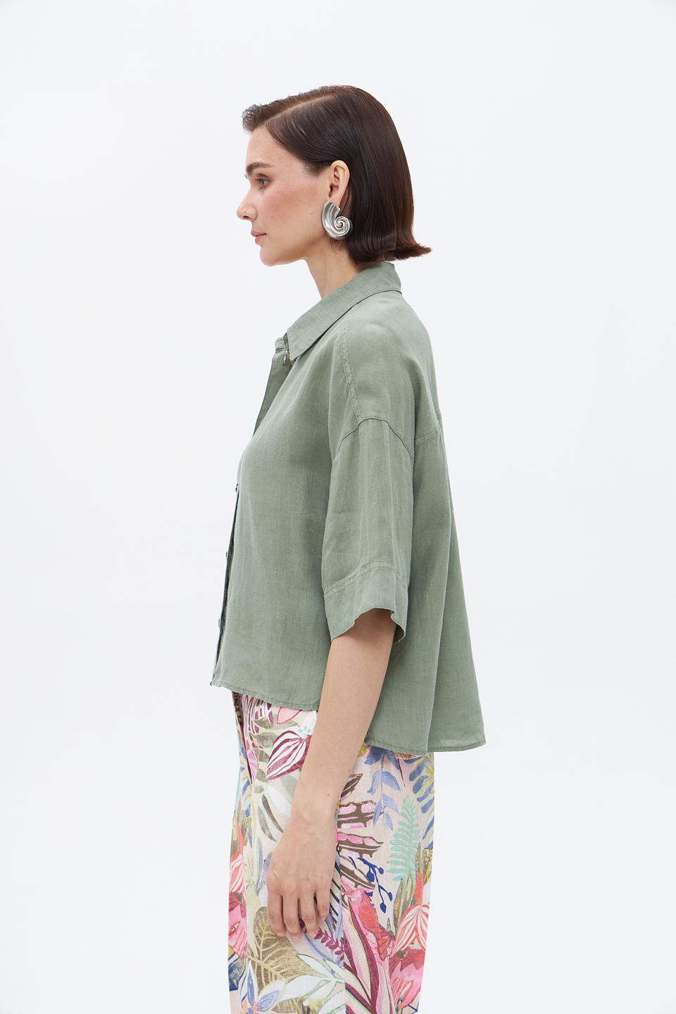 Блуза Oui из льна хаки