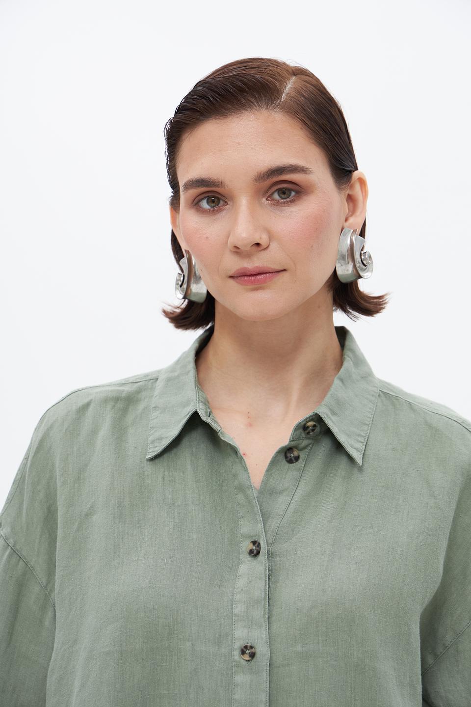 Блуза Oui из льна хаки