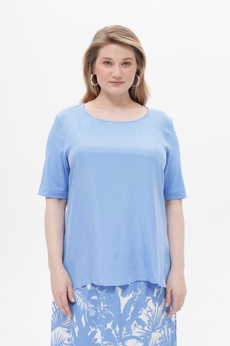 Блуза Frapp голубая с коротким рукавом