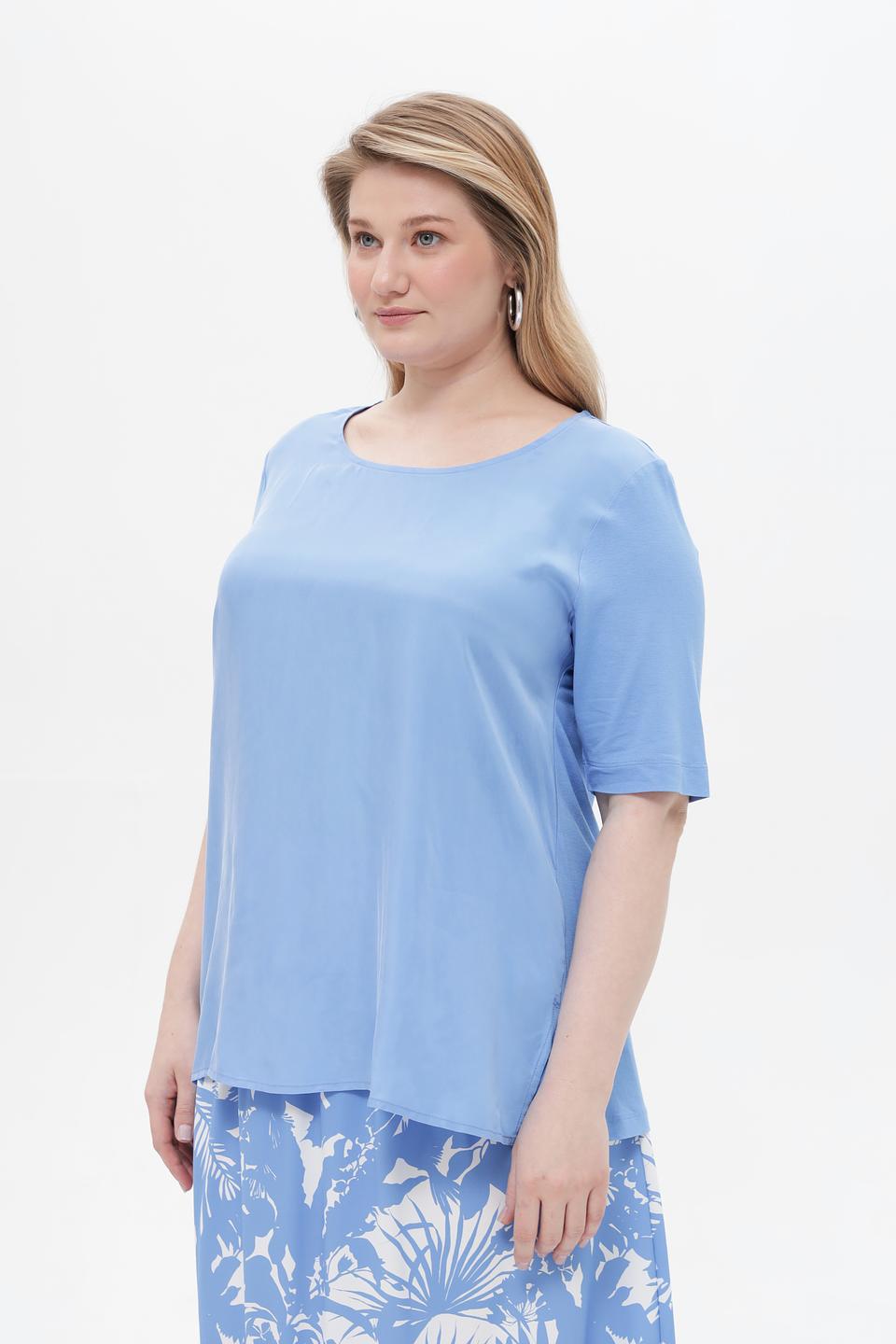 Блуза Frapp голубая с коротким рукавом