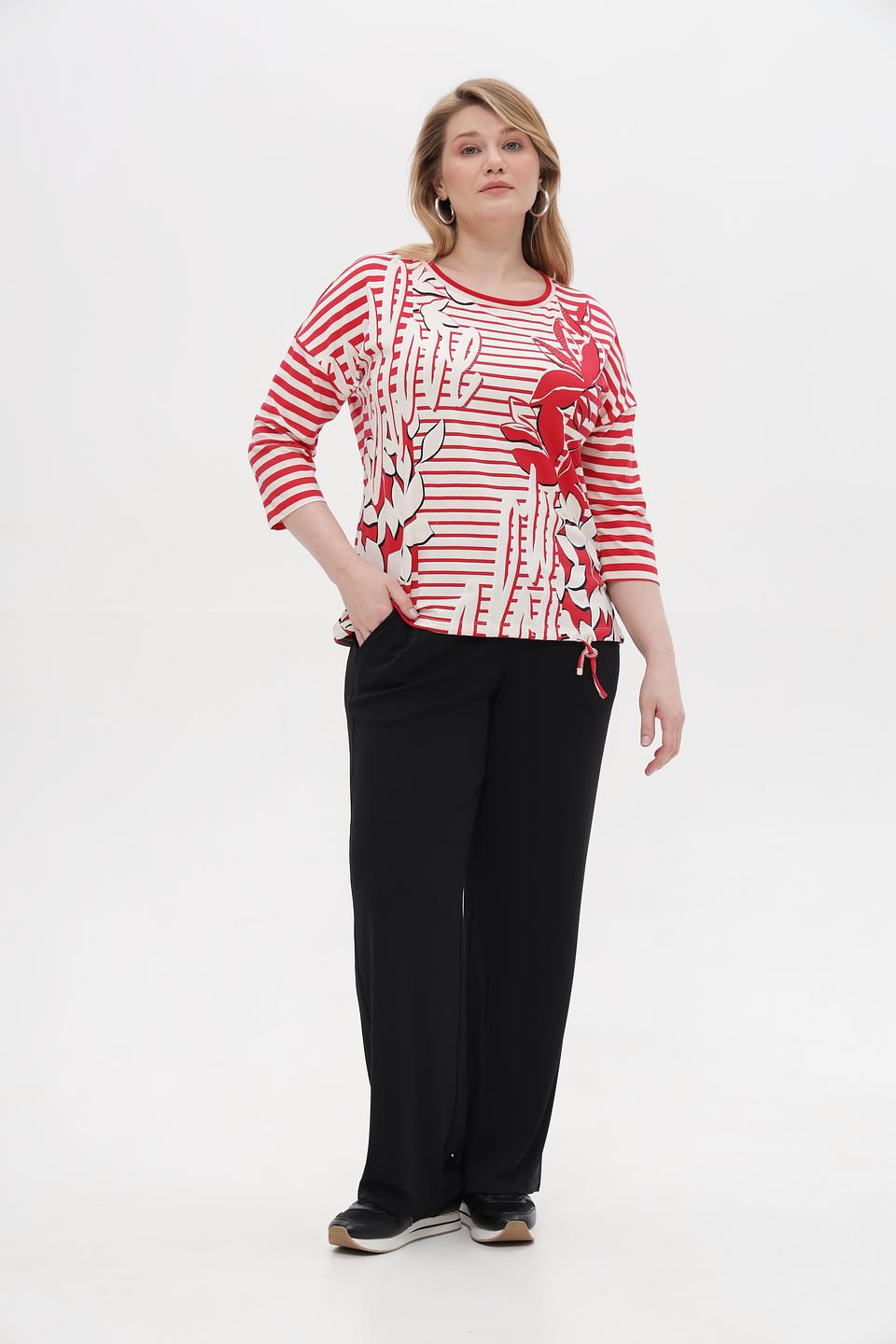 Блуза Olsen в полоску с цветами