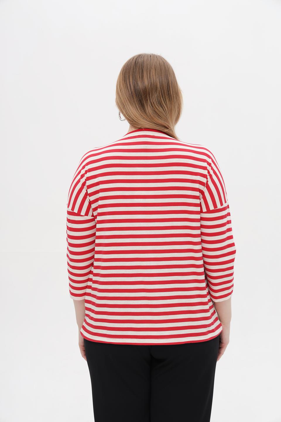 Блуза Olsen в полоску с цветами