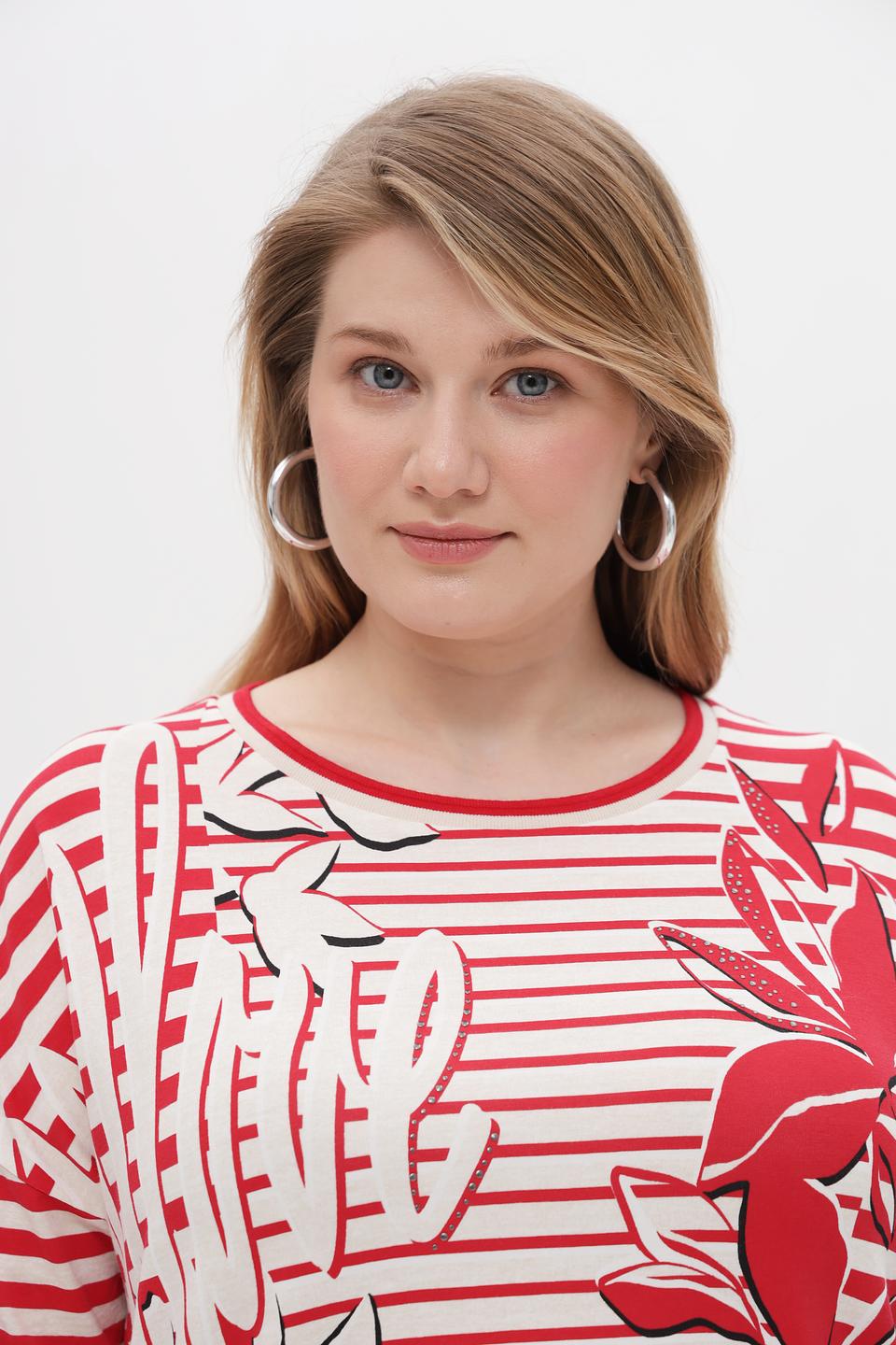 Блуза Olsen в полоску с цветами