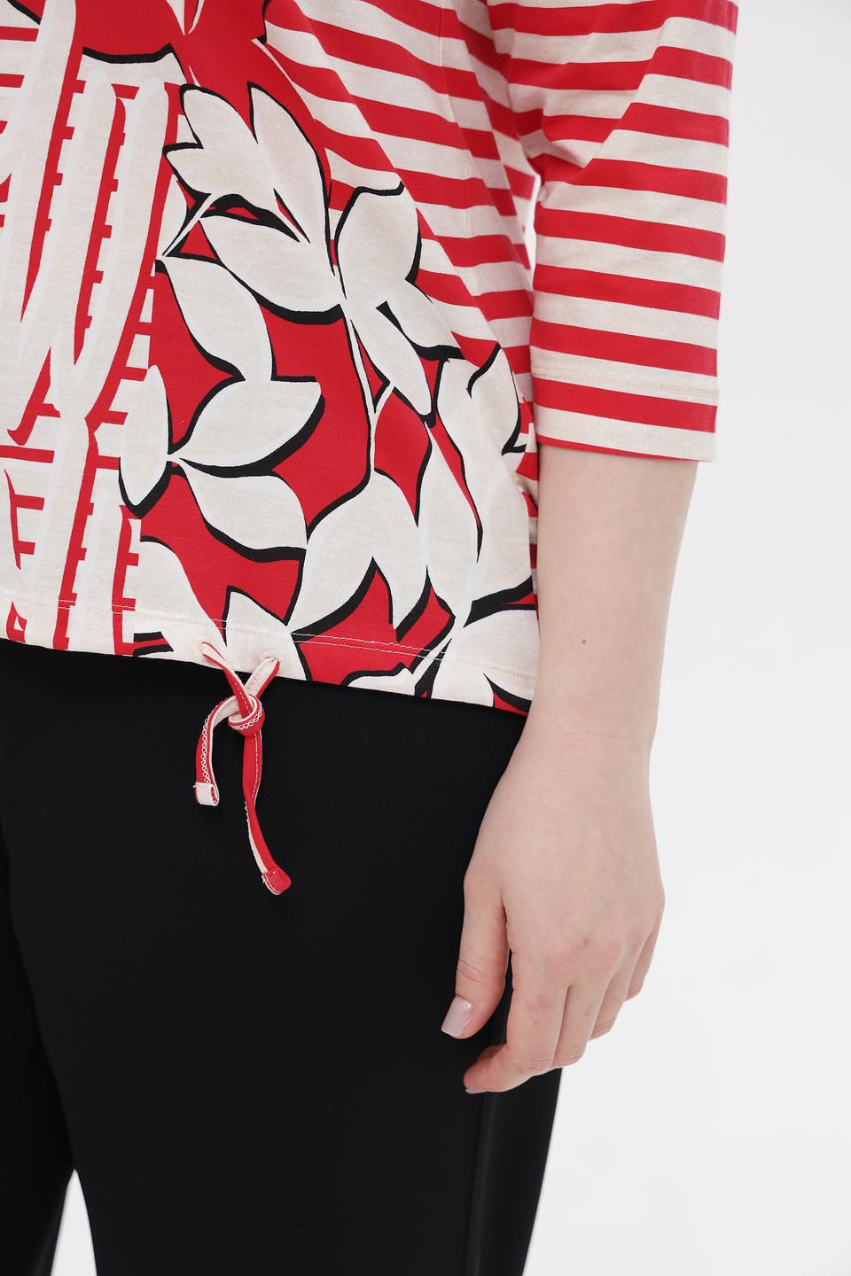 Блуза Olsen в полоску с цветами