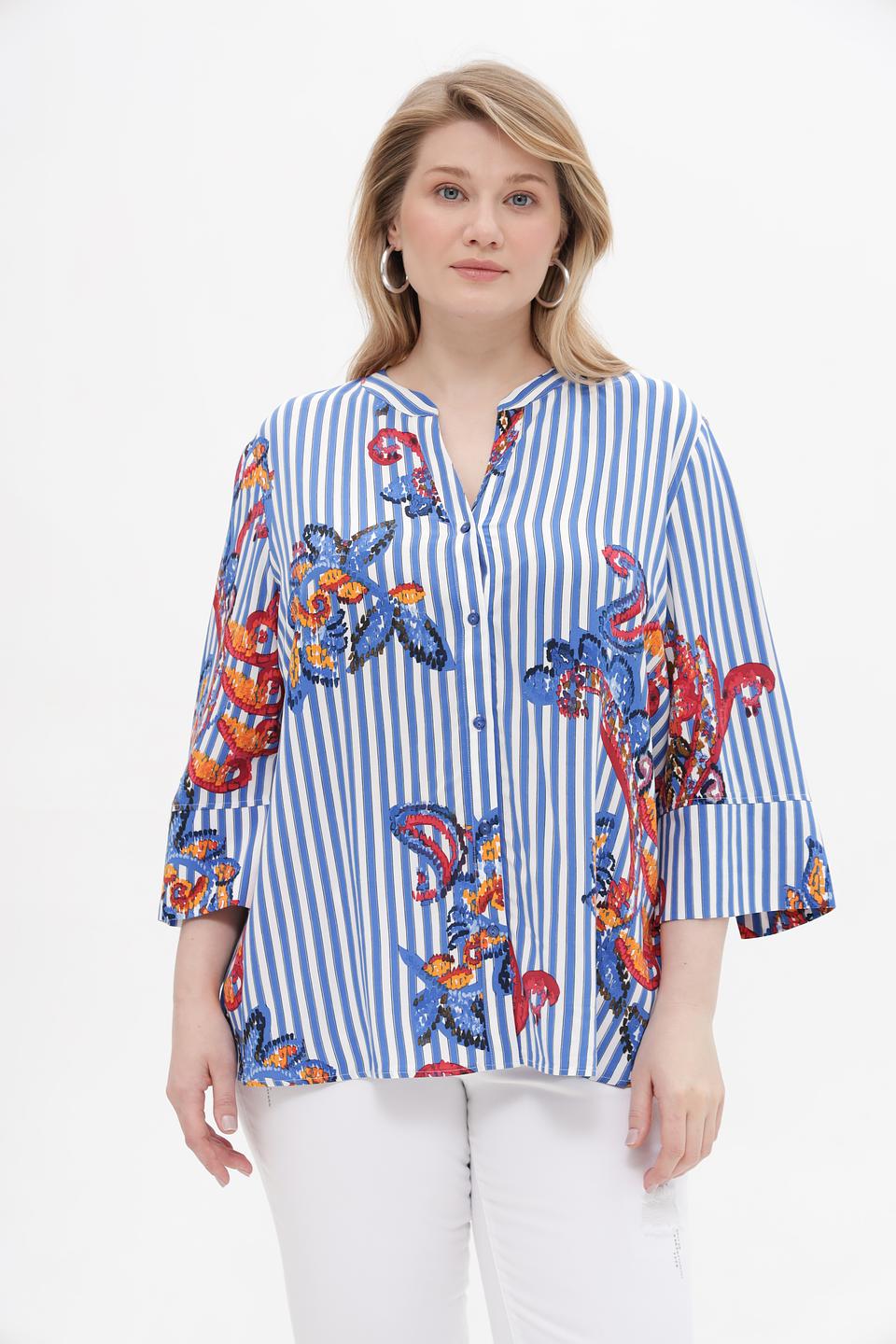 Блуза Samoon в полоску с принтом