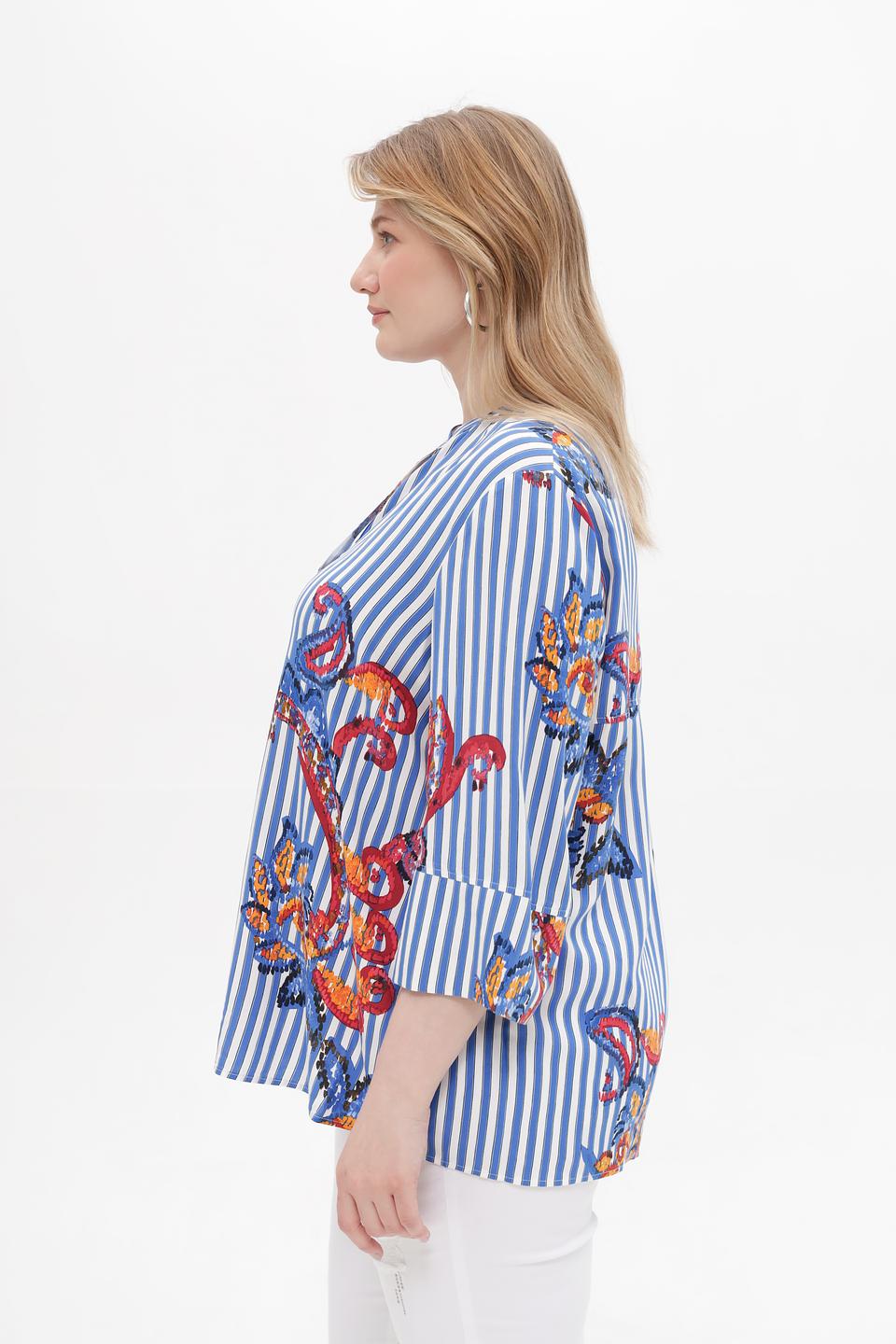 Блуза Samoon в полоску с принтом