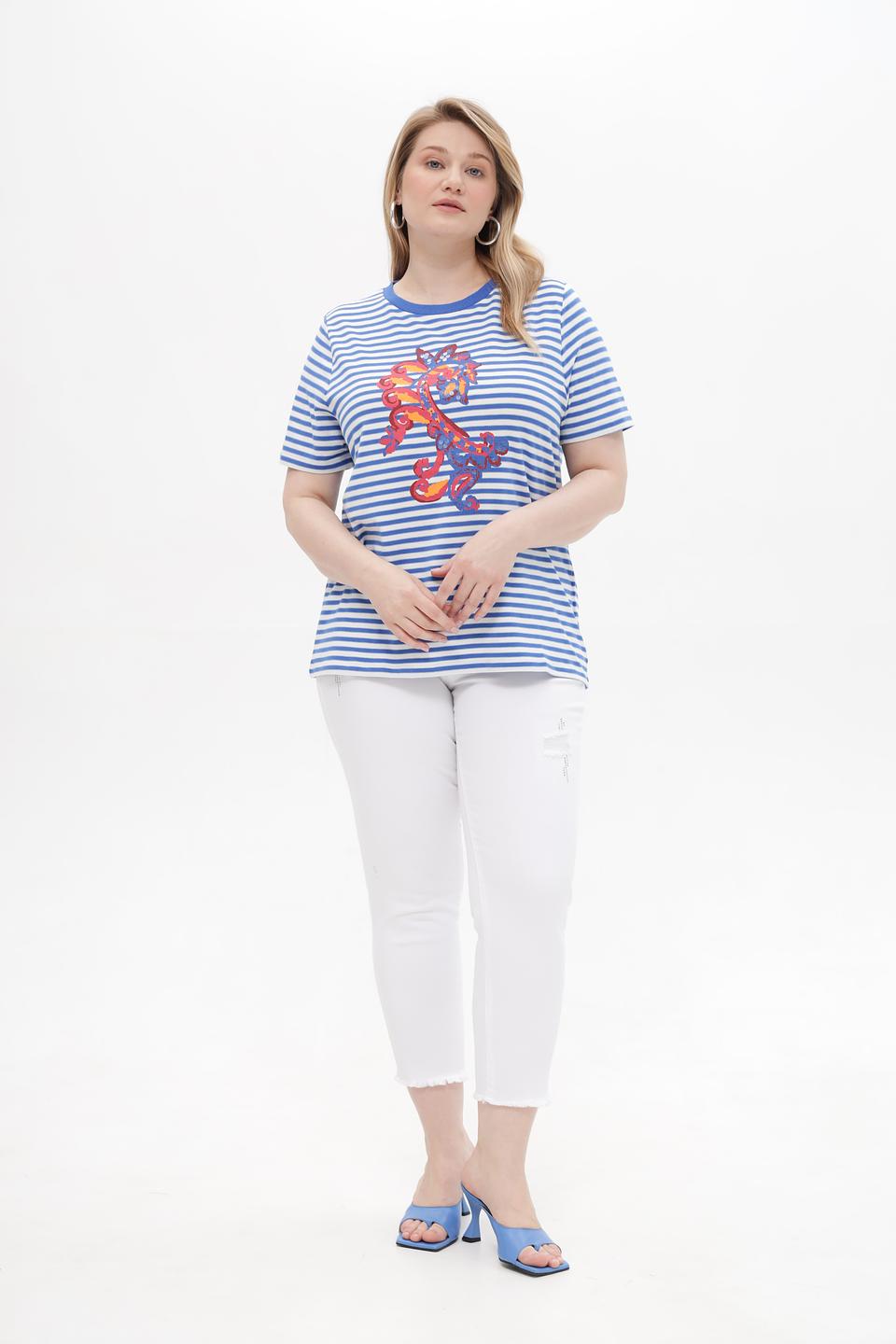 Футболка Samoon в полоску с принтом