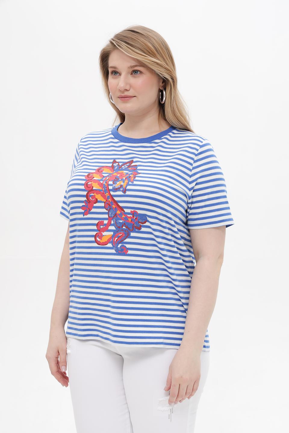 Футболка Samoon в полоску с принтом