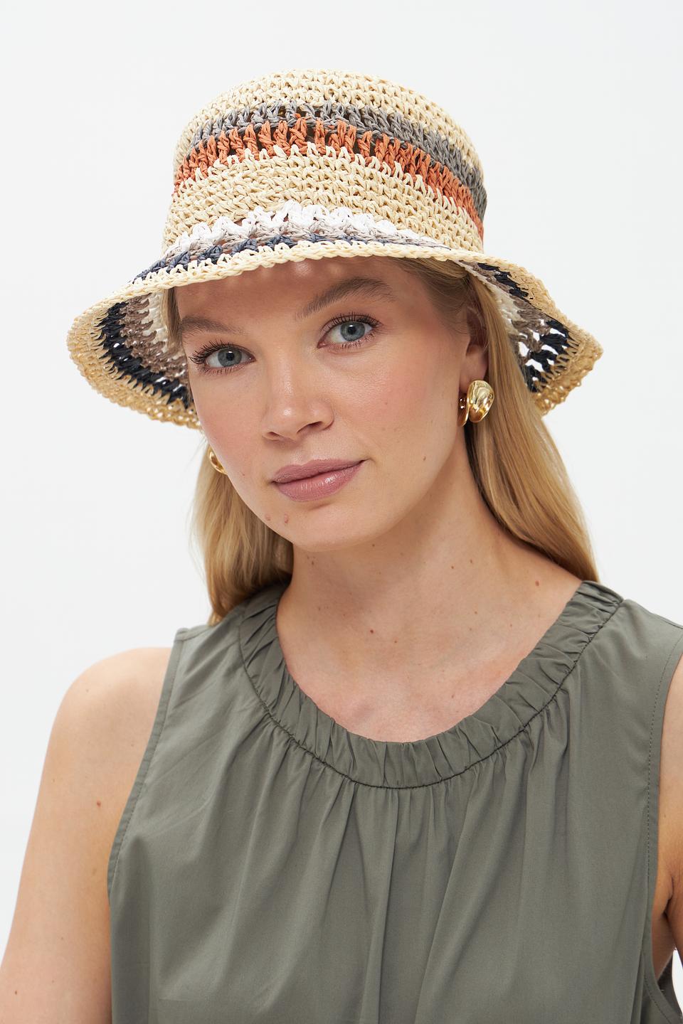 Шляпа Seeberger в полоску бежевая