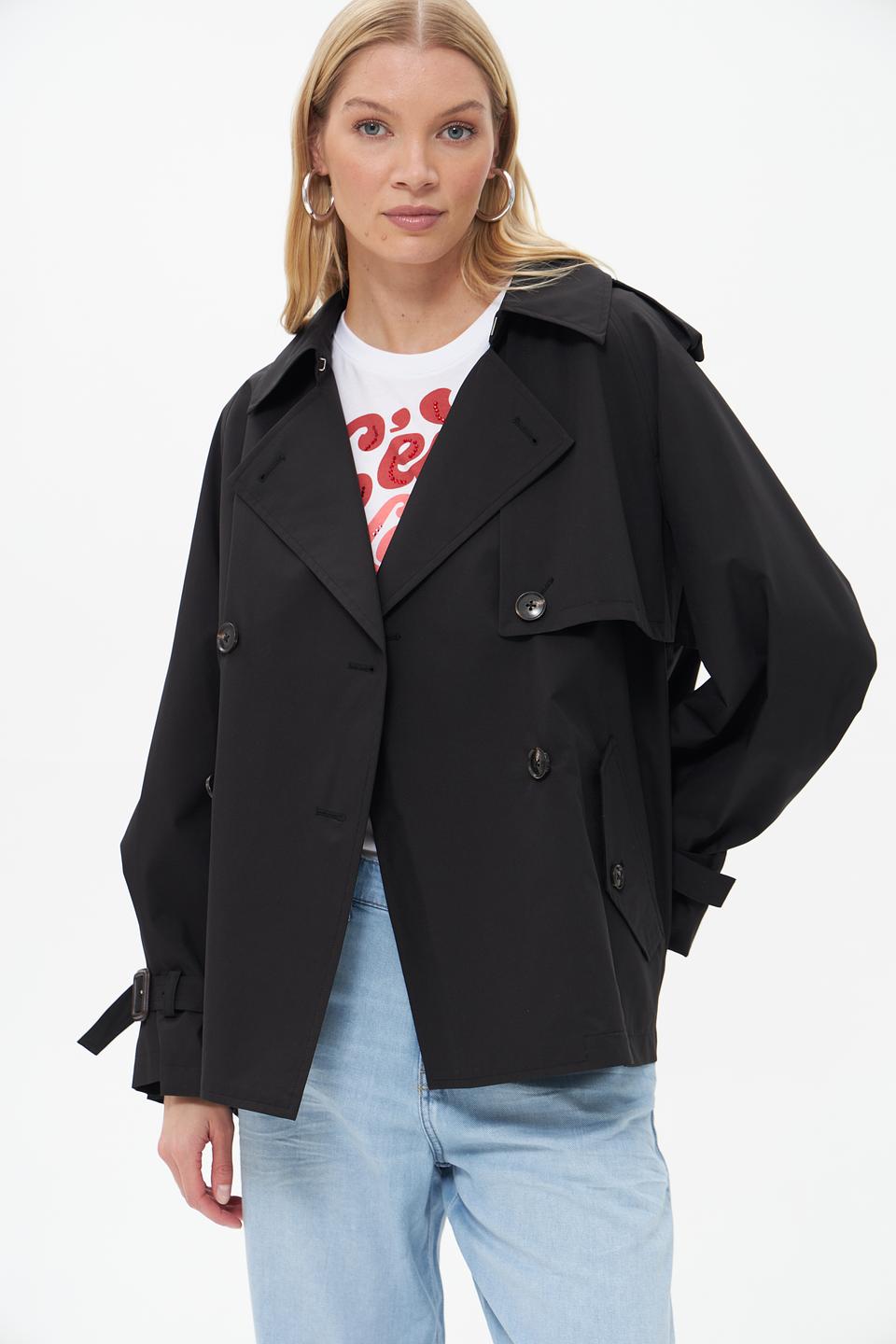 Плащ White Label черный оверсайз