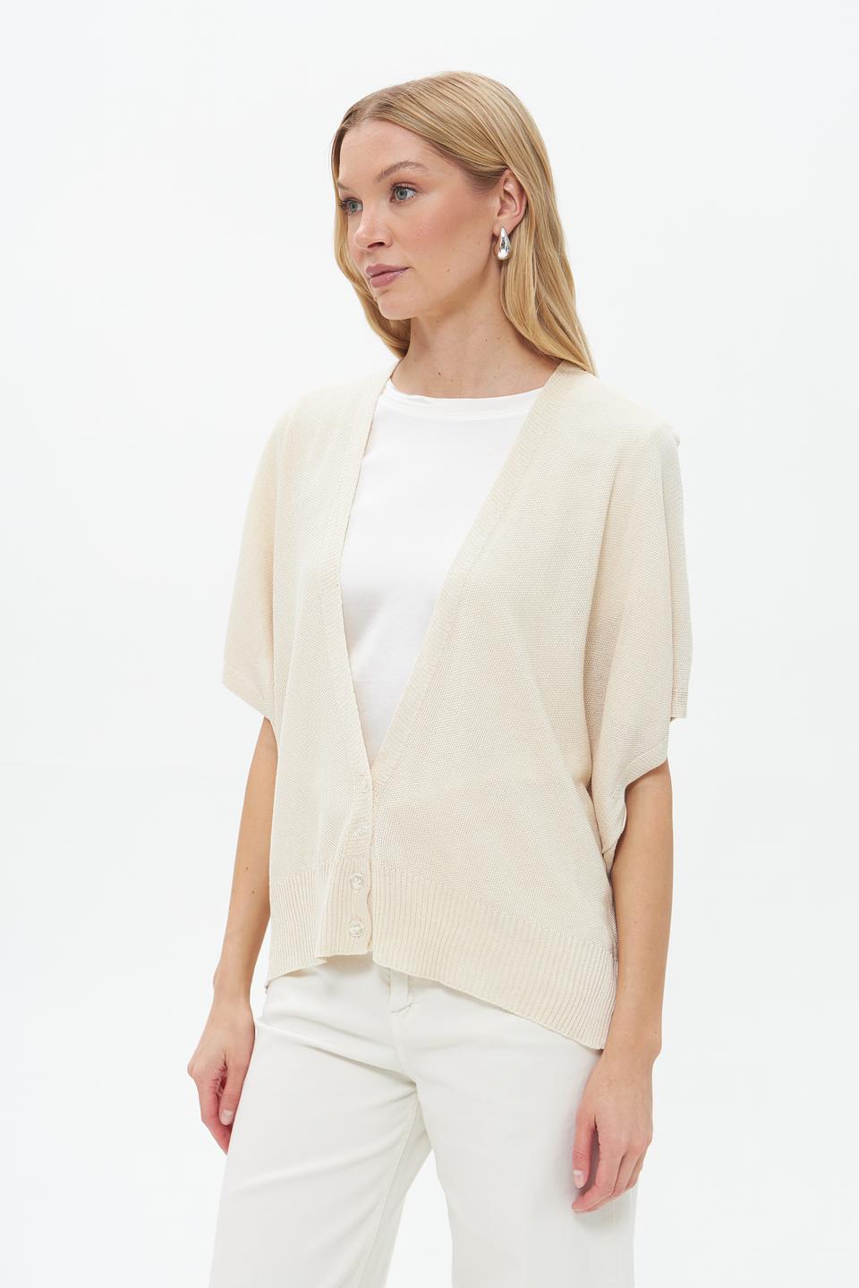 Жакет Croche с коротким рукавом бежевый