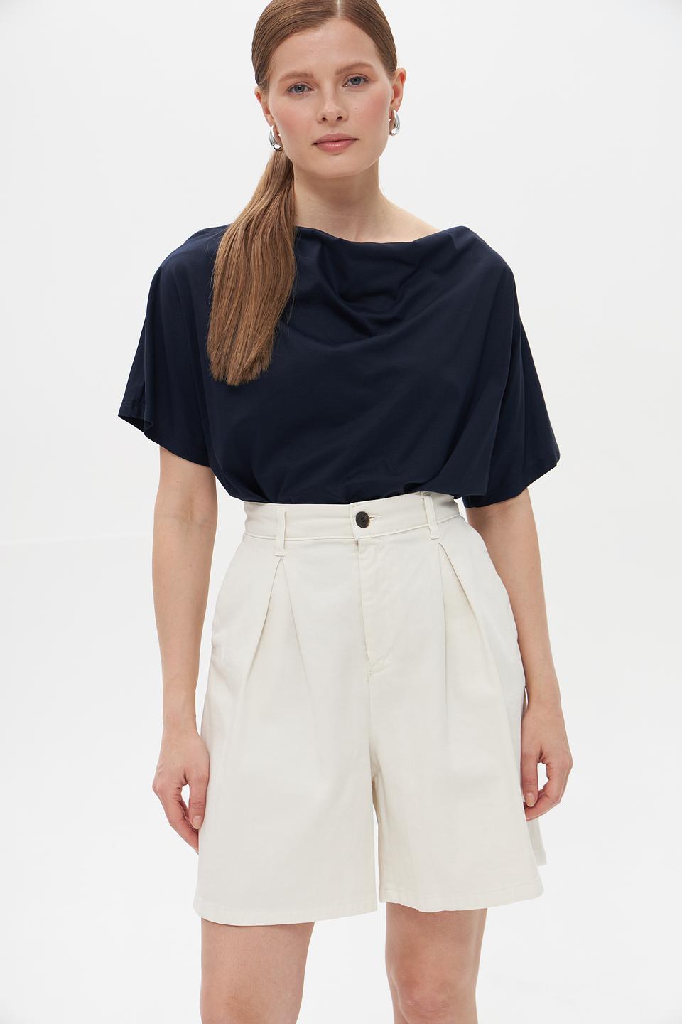 Футболка Croche с драпировкой темно-синяя