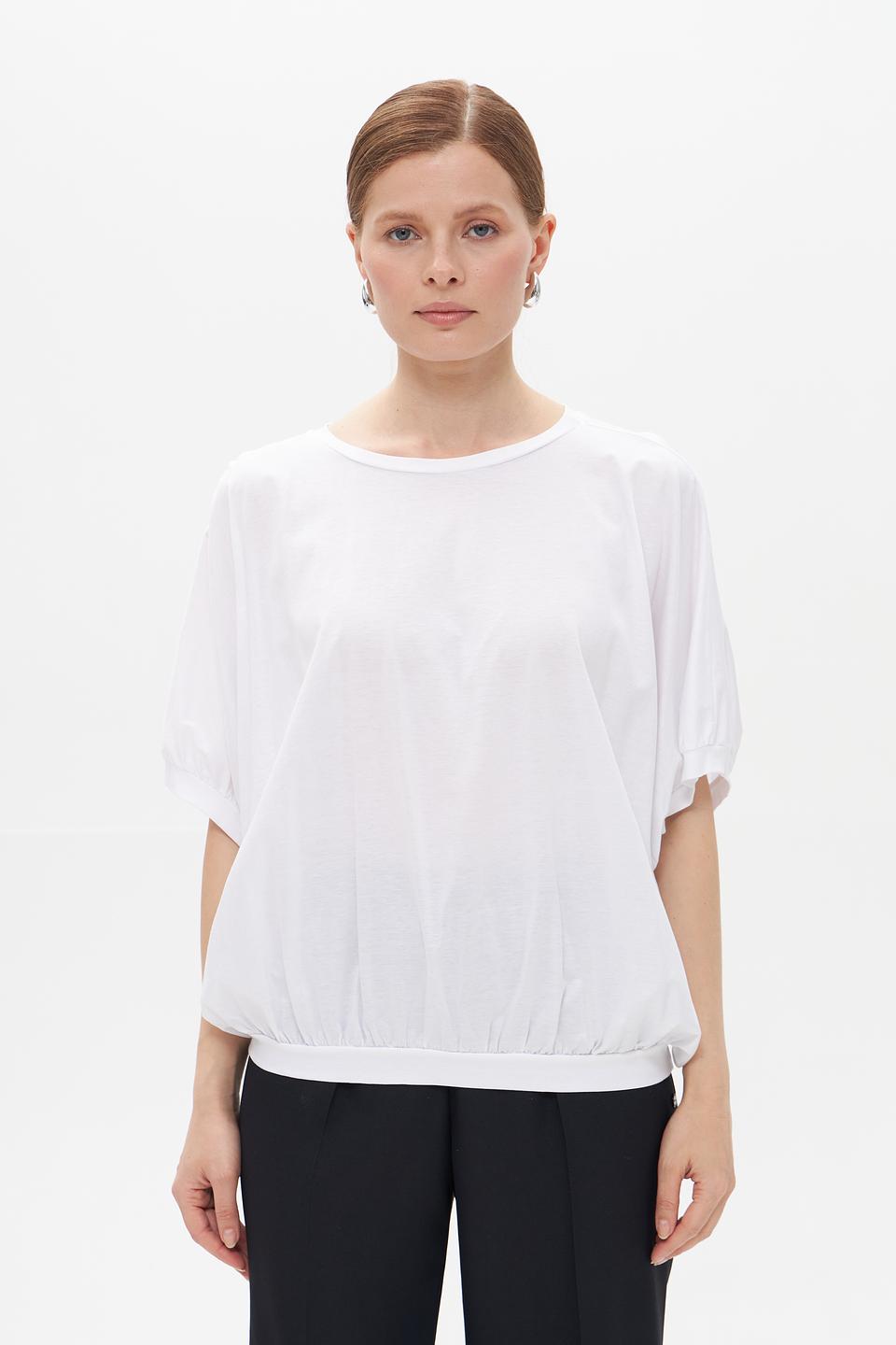 Футболка Croche женская белая с рукавом-фонариком