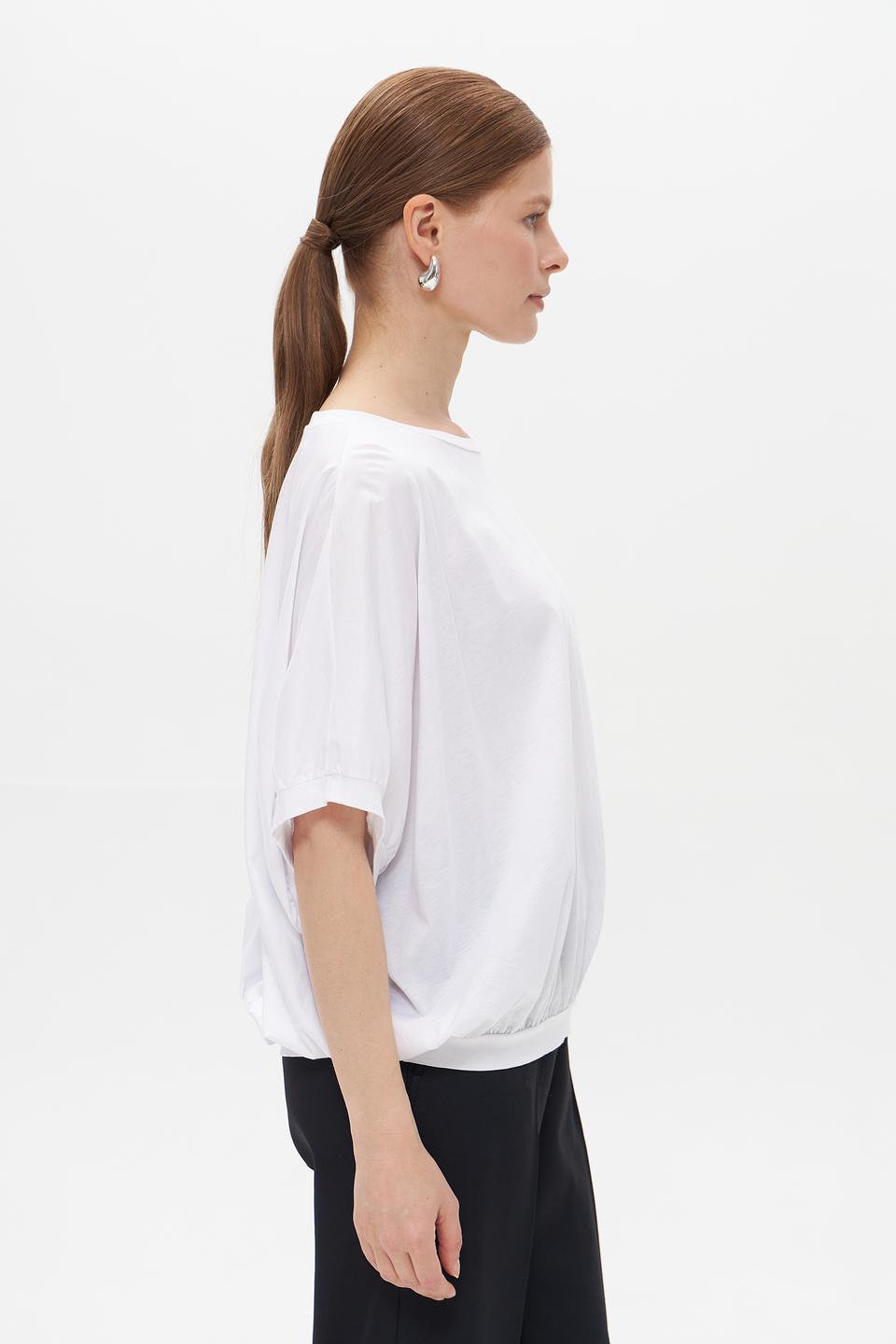 Футболка Croche женская белая с рукавом-фонариком