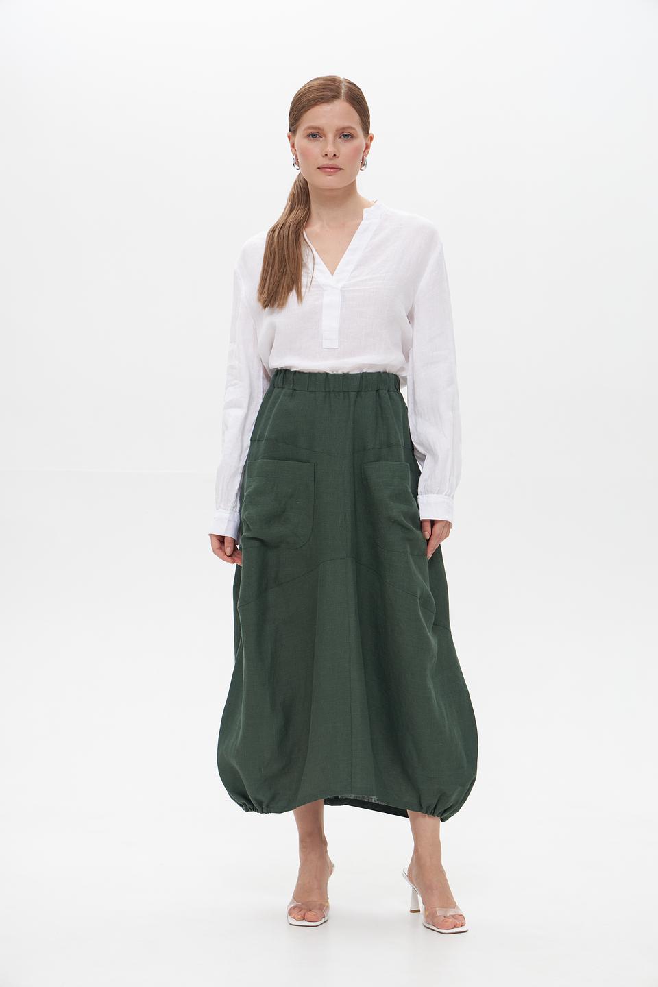 Юбка Electra style зеленая льняная