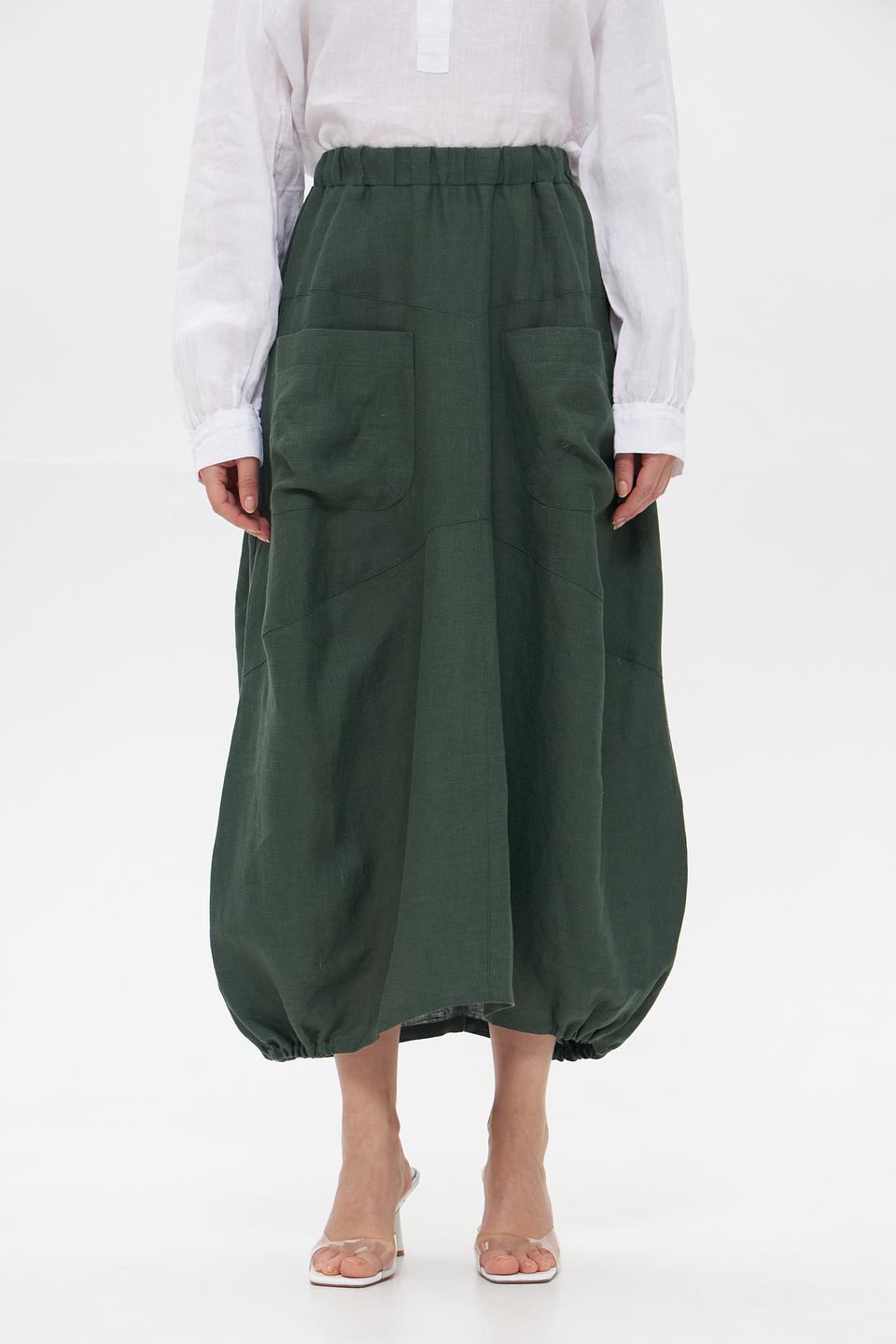 Юбка Electra style зеленая льняная