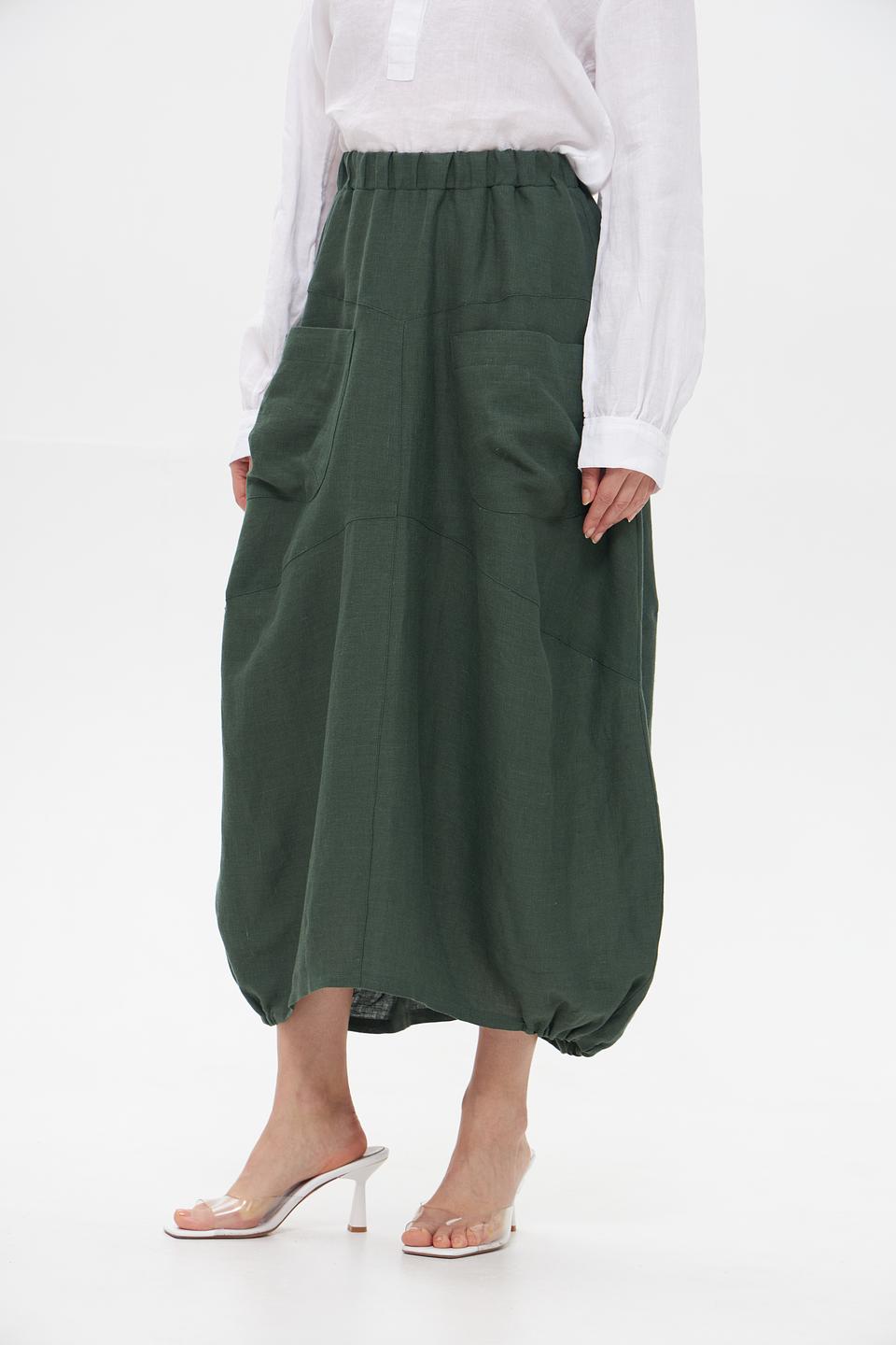 Юбка Electra style зеленая льняная