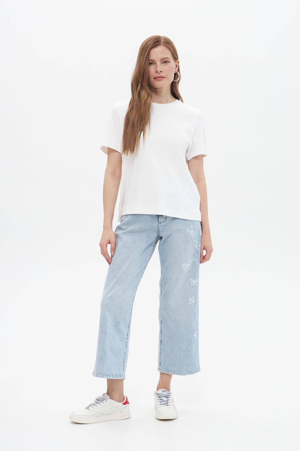 Джинсы Angels с вышивкой голубые