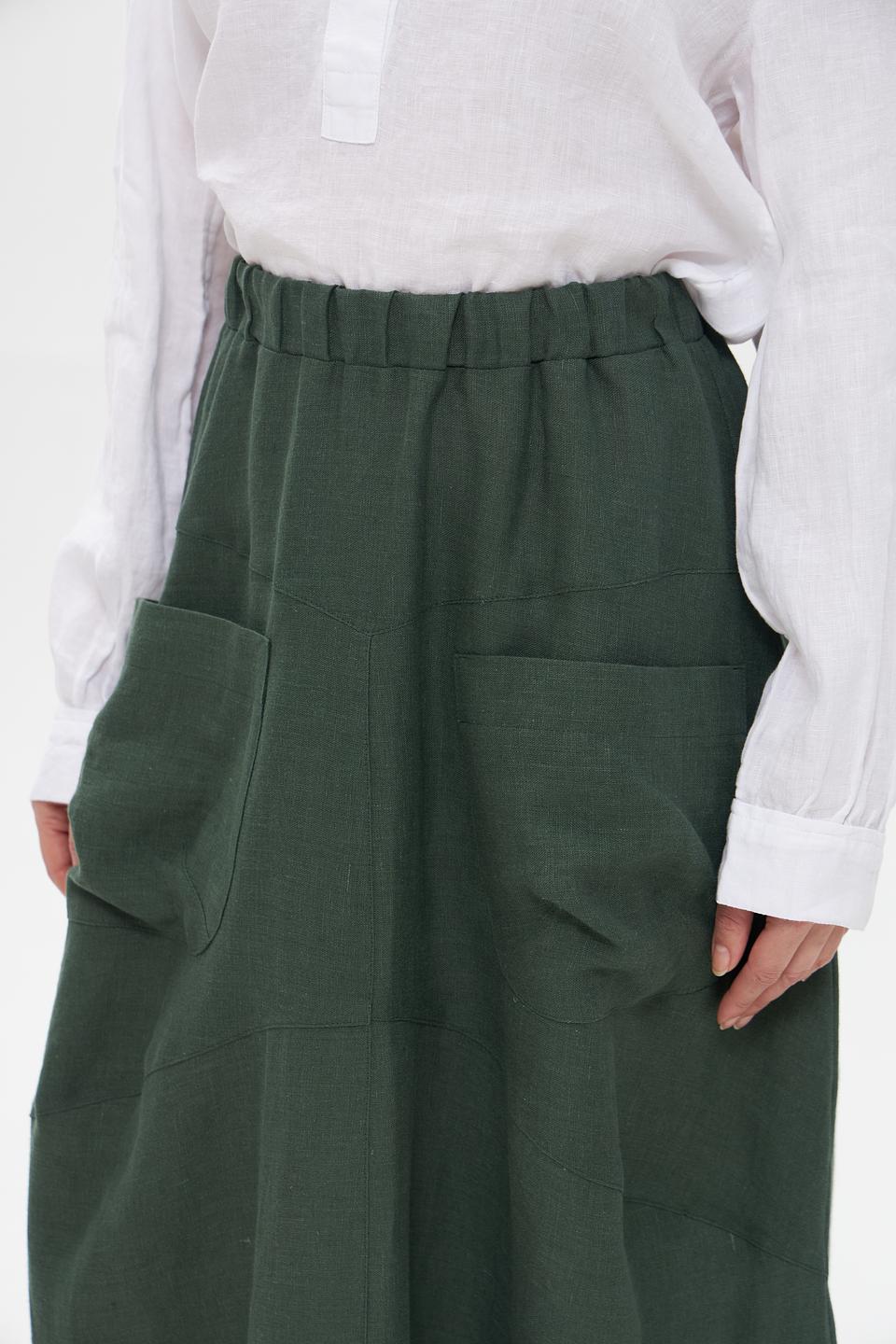 Юбка Electra style зеленая льняная