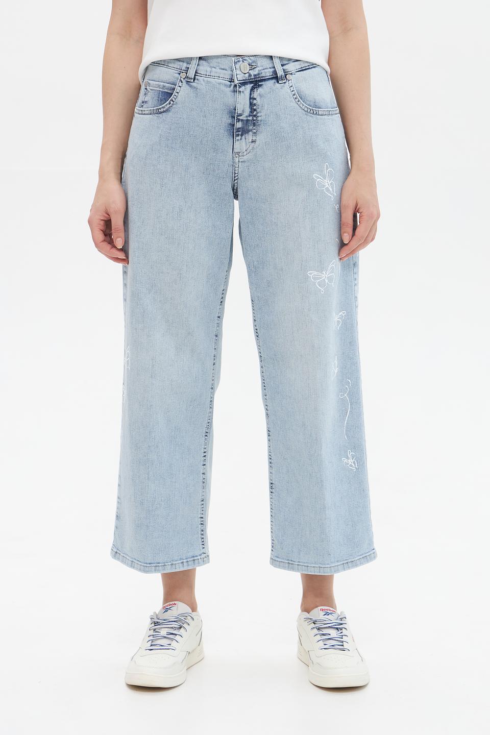 Джинсы Angels с вышивкой голубые