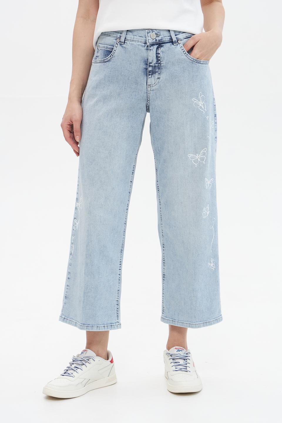 Джинсы Angels с вышивкой голубые