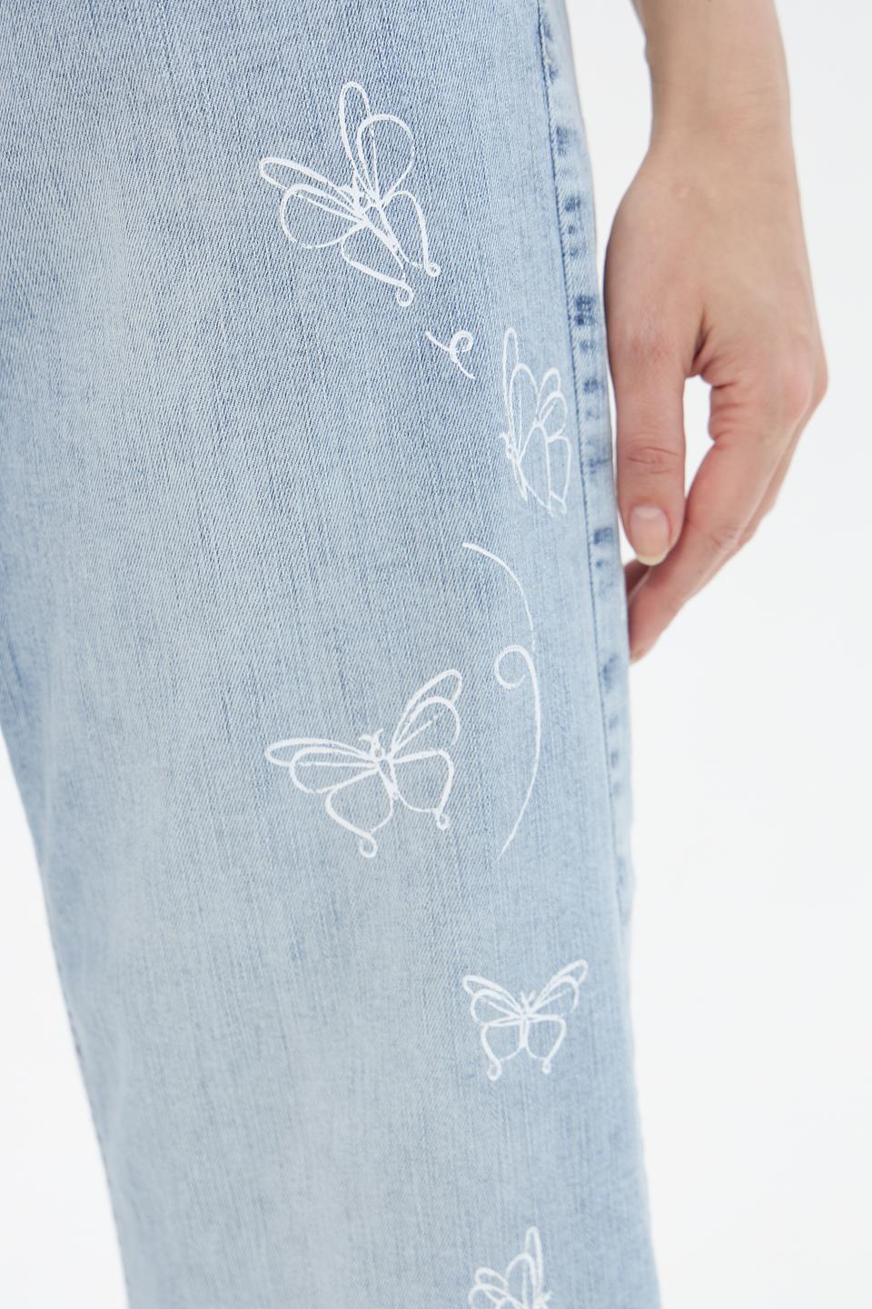 Джинсы Angels с вышивкой голубые
