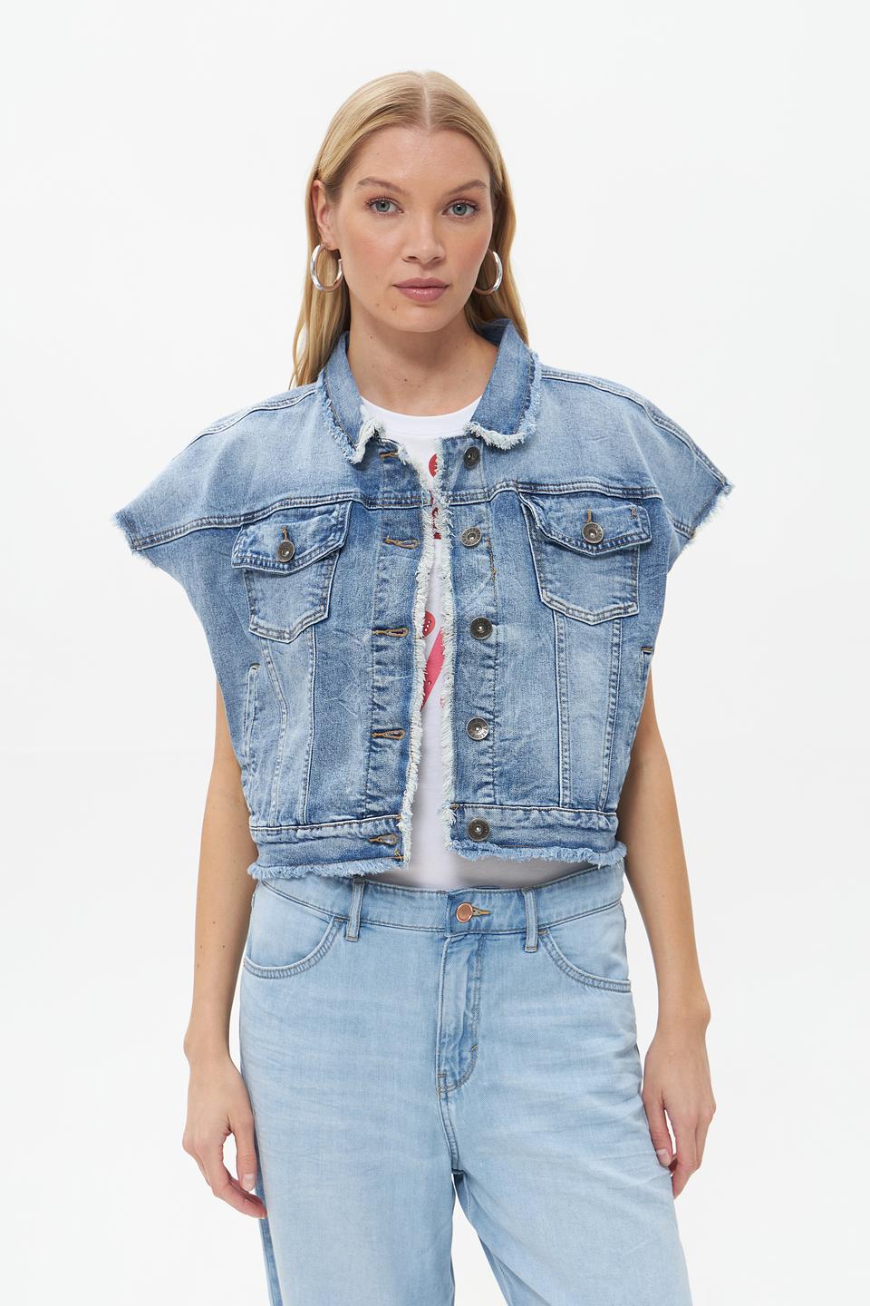 Жилет Frieda and Freddies джинсовый с мехом