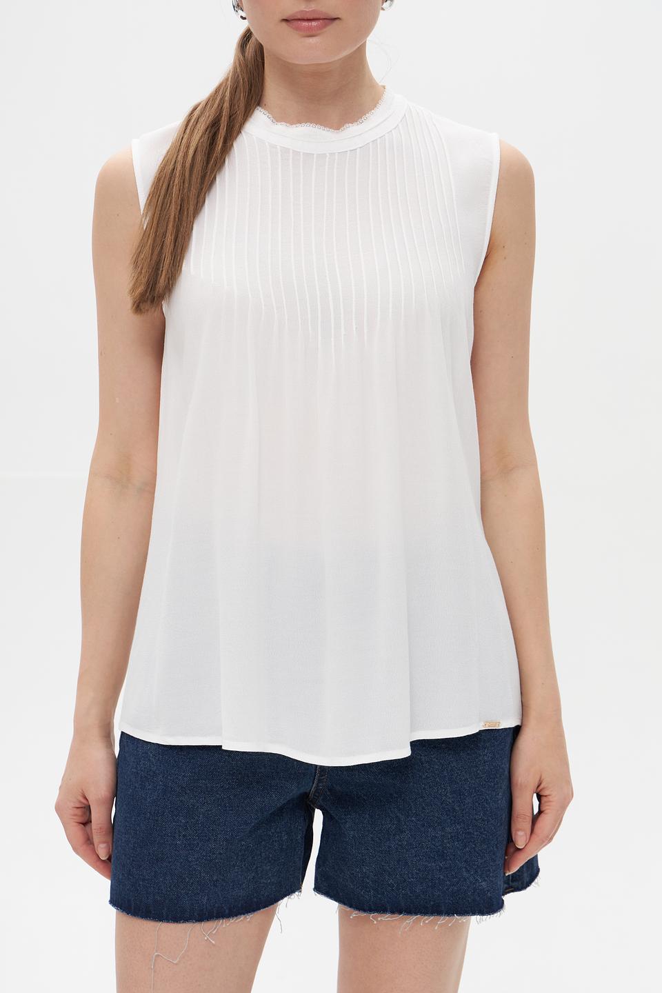 Белая вискозная майка Cinque с кружевной отделкой