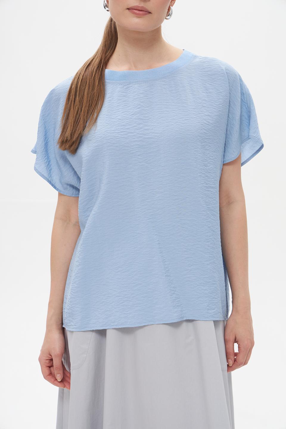 Блузка UNQ с коротким рукавом голубая