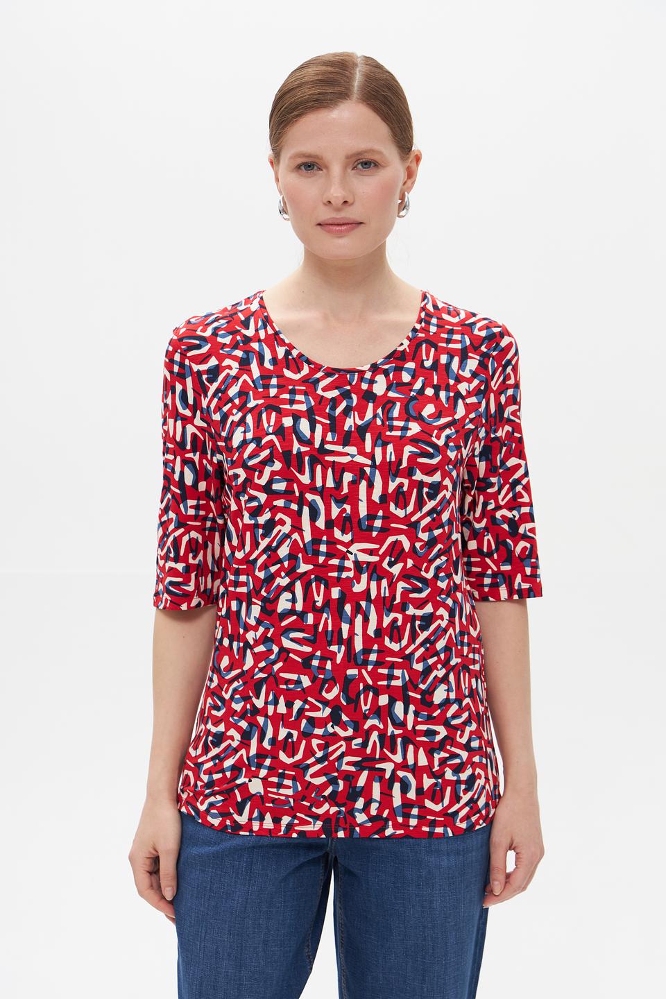 Футболка Lebek с принтом красный