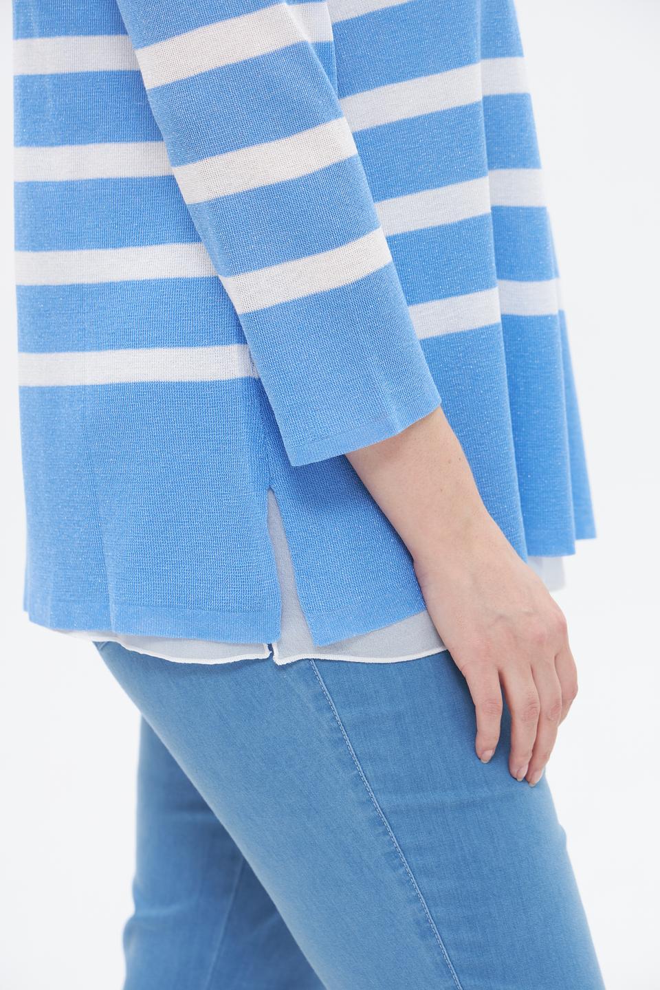 Пуловер Frapp в полоску голубой