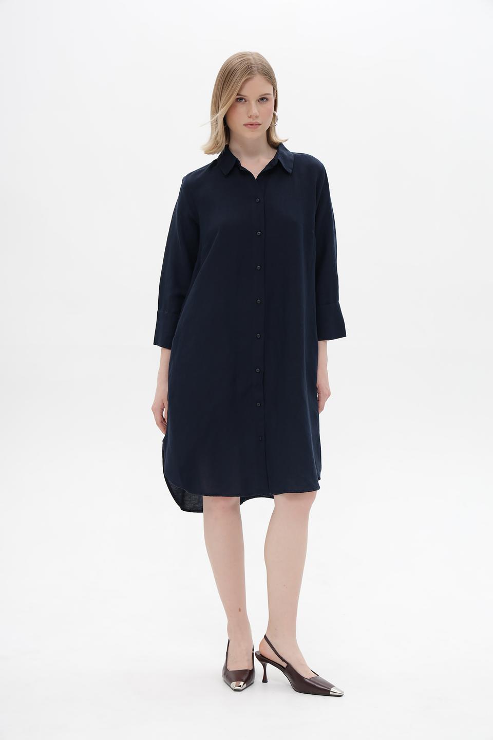 Платье-рубашка Tom Tailor тёмно-синее