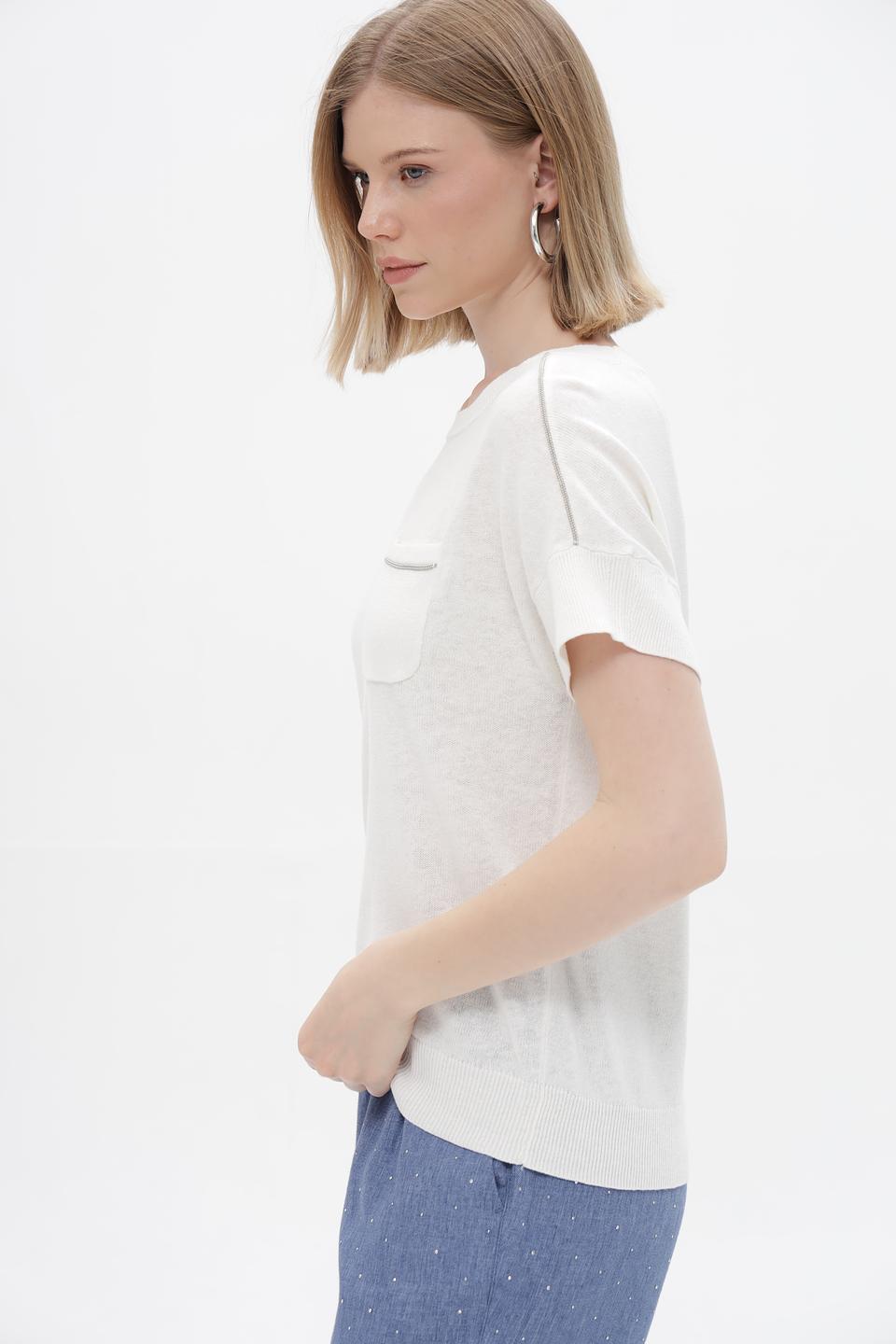 Пуловер Lebek с карманом молочный