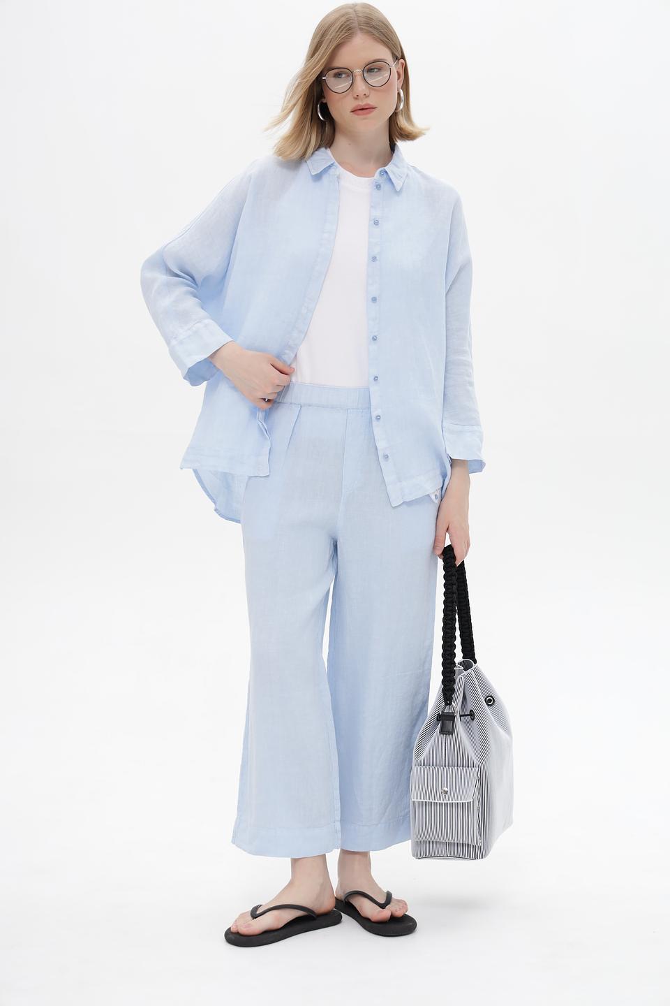 Брюки клёш Oui голубые
