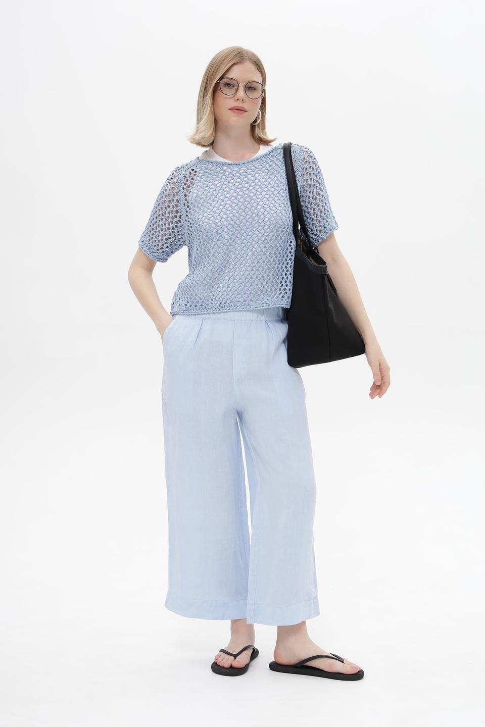 Брюки клёш Oui голубые
