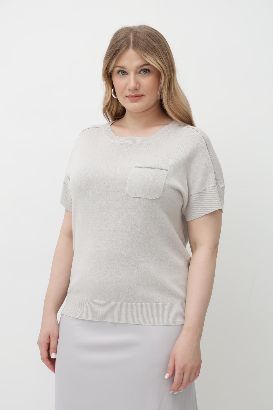 Пуловер Lebek с карманом бежевый