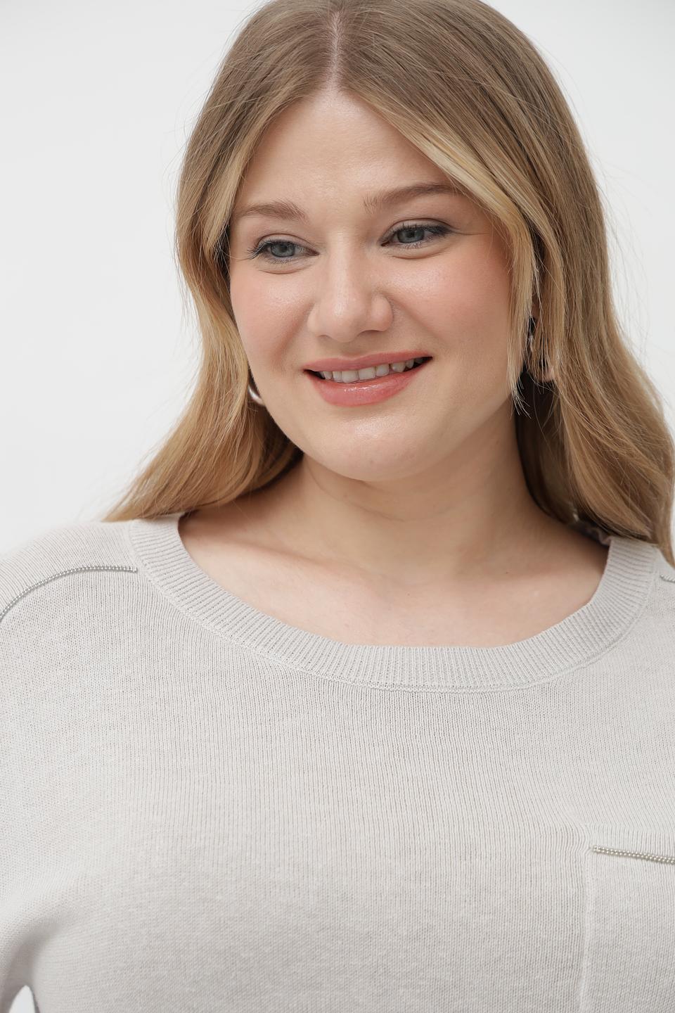 Пуловер Lebek с карманом бежевый